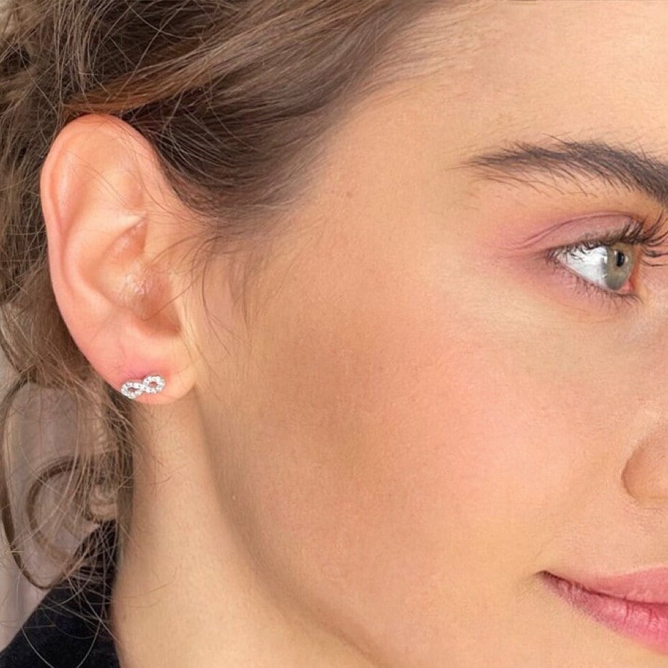 Minimalist Infinity Stud Earrings - Sterling Silver