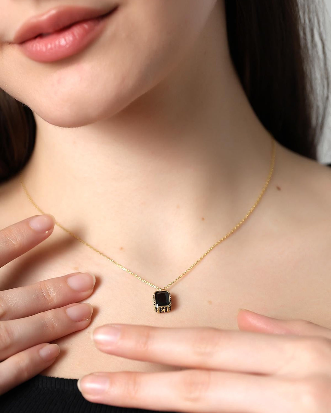 Baguette Emerald Necklace - Sterling Silver