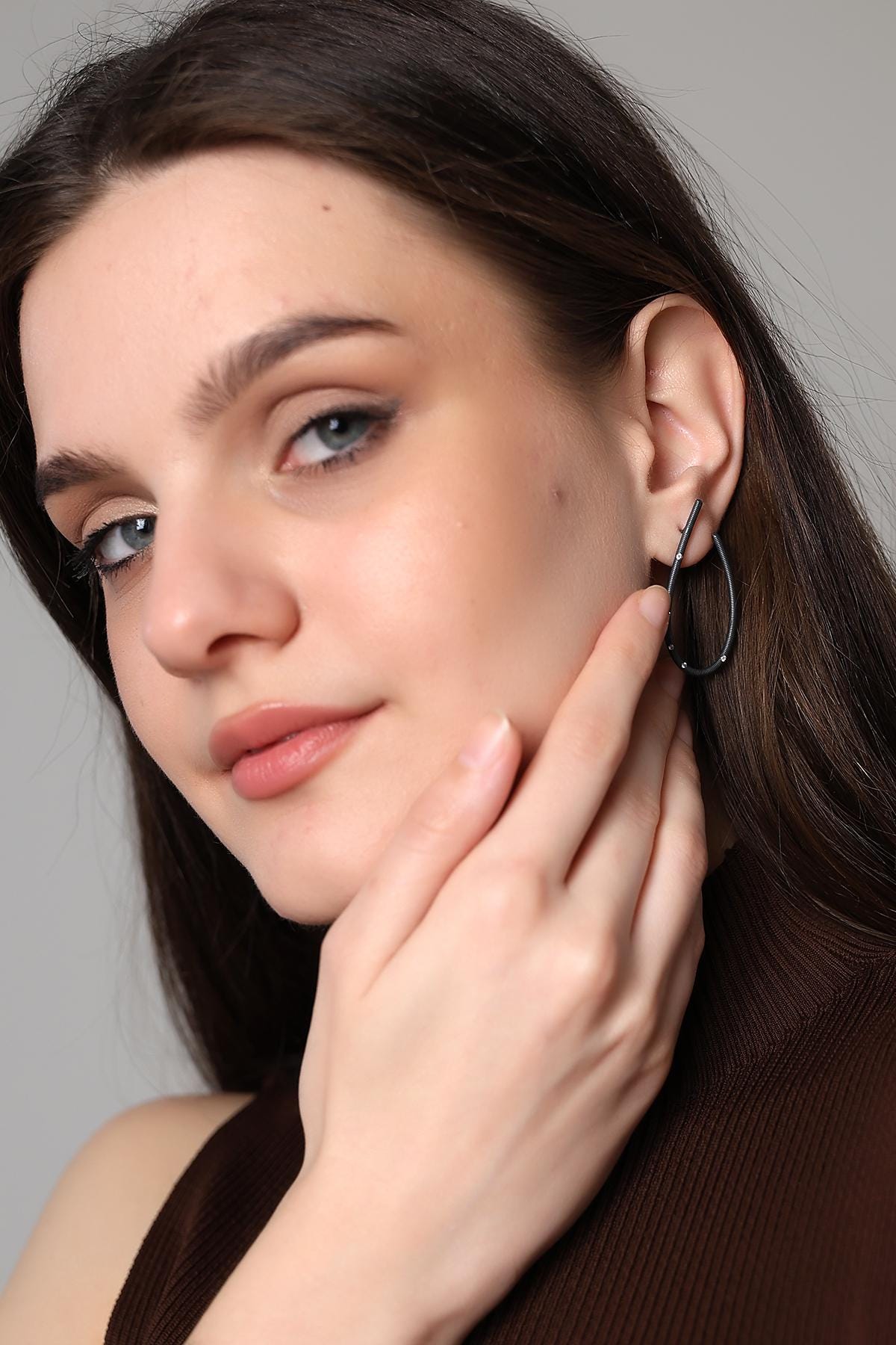 Modern Open Hoop Earrings - Sterling Silver