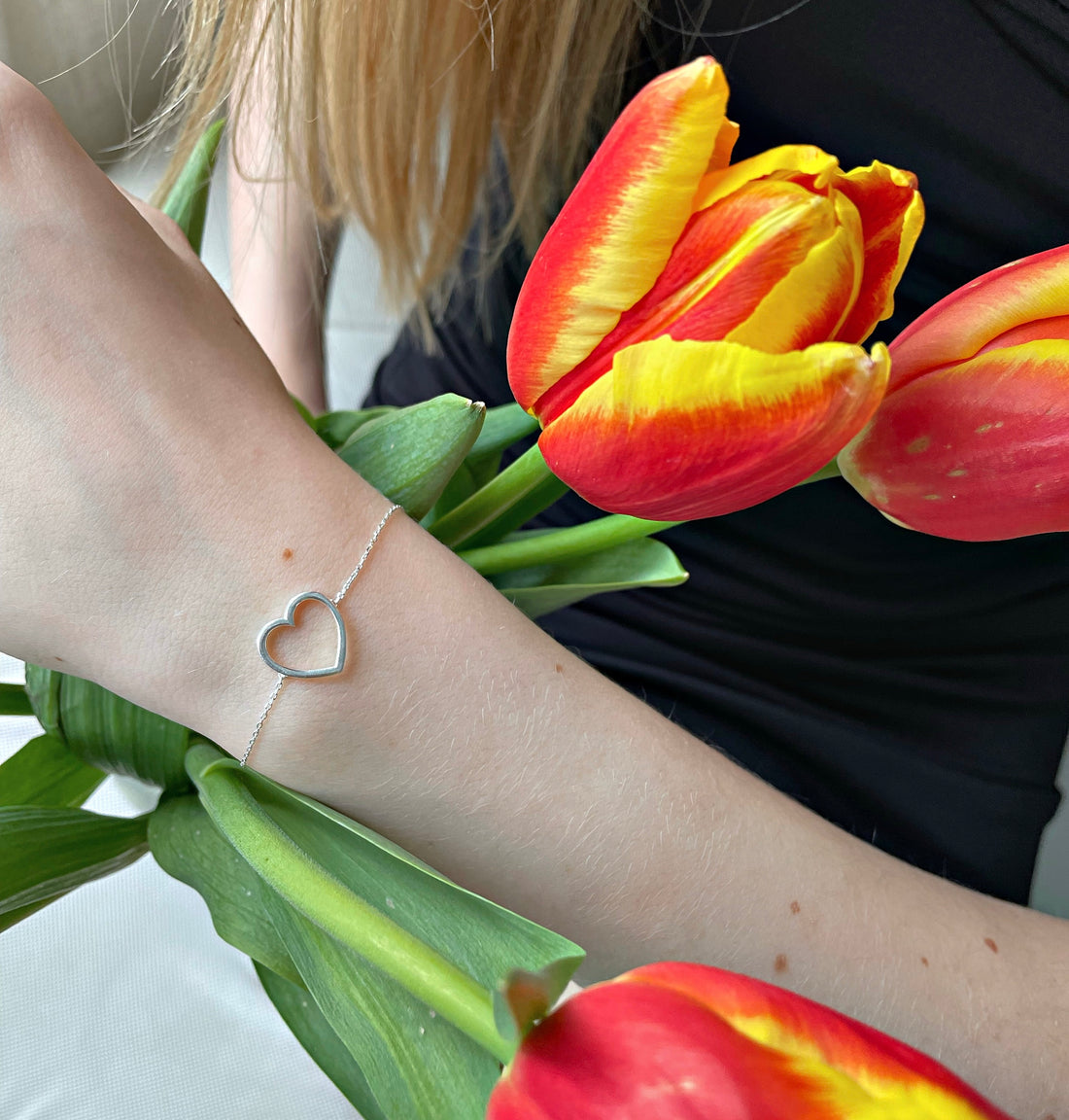 Minimalist Open Heart Bracelet - Sterling Silver