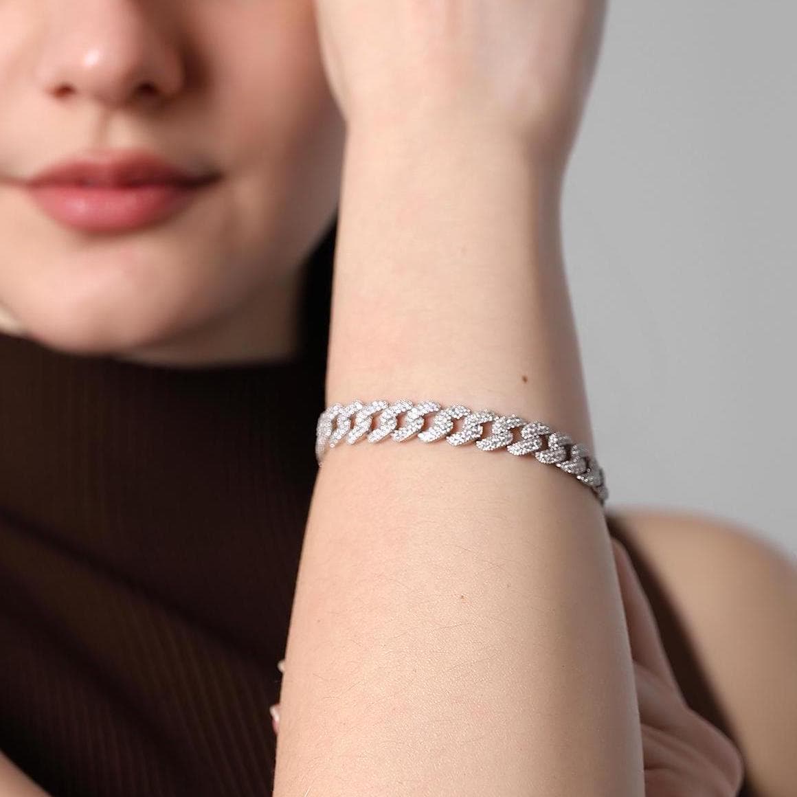 Iced Out Cuban Link Bracelet - Sterling Silver