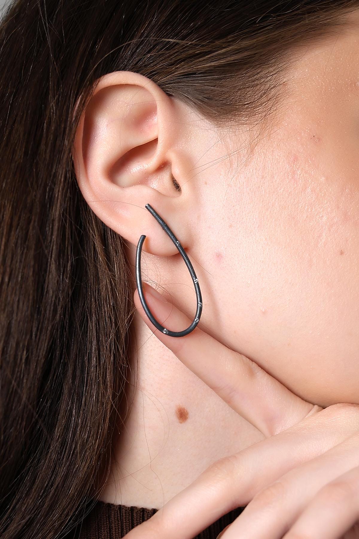 Modern Open Hoop Earrings - Sterling Silver