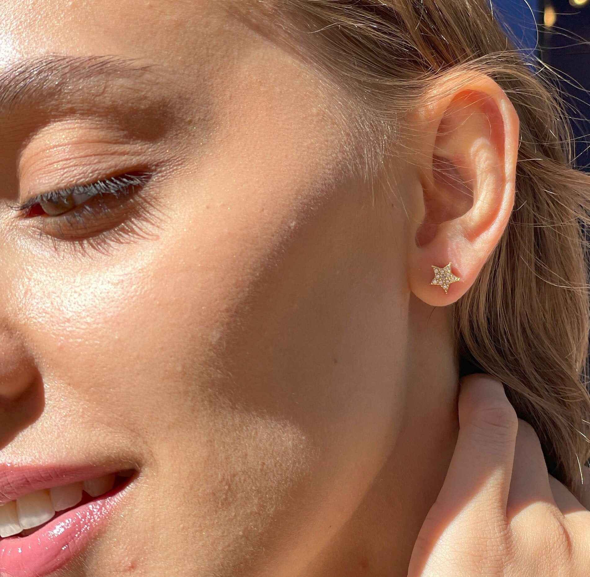 Sparkling Star Stud Earrings - Sterling Silver