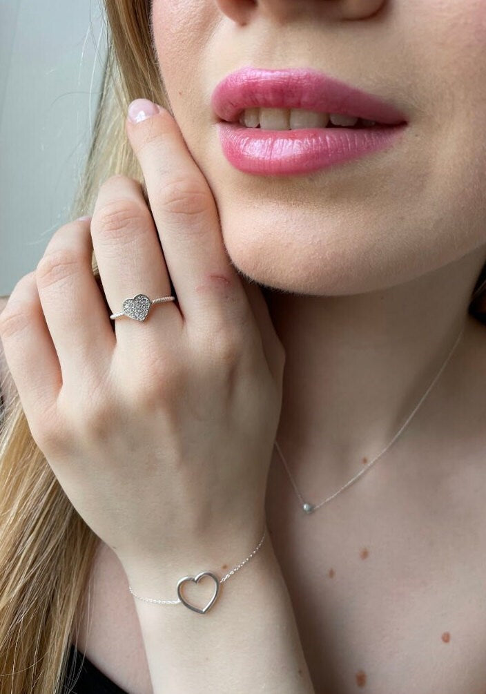 Minimalist Open Heart Bracelet - Sterling Silver
