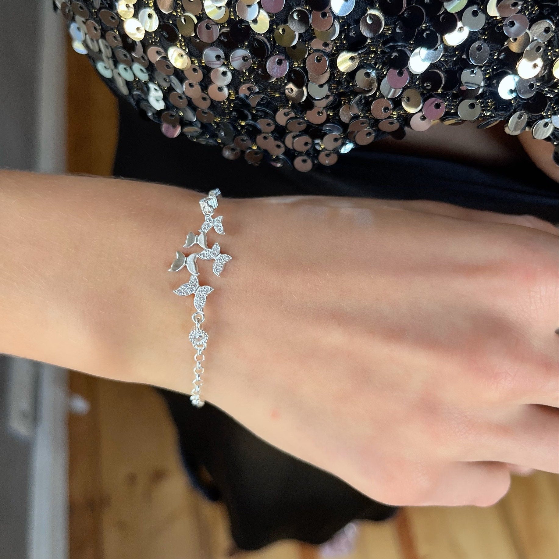 Dazzling Cz Butterfly Bracelet Silver - Sterling Silver