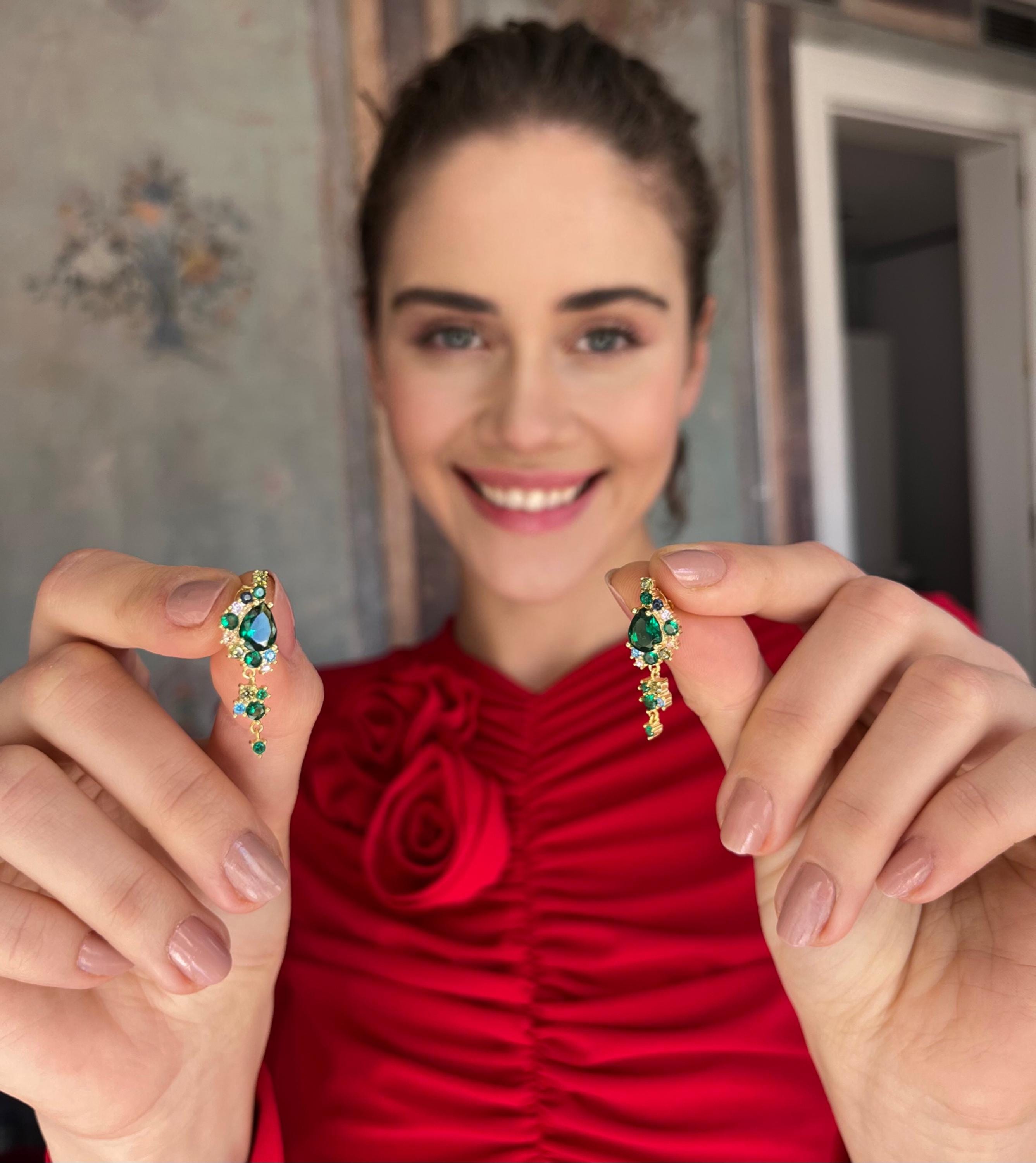 Vintage Emerald Rhinestone Set - Sterling Silver