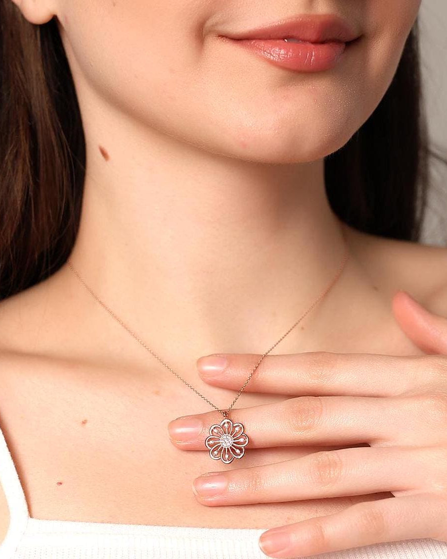 Minimalist Floral Charm Necklace - Sterling Silver