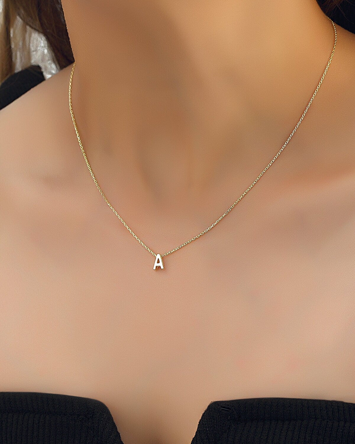 Personalized Initial Letter Necklace - Sterling Silver