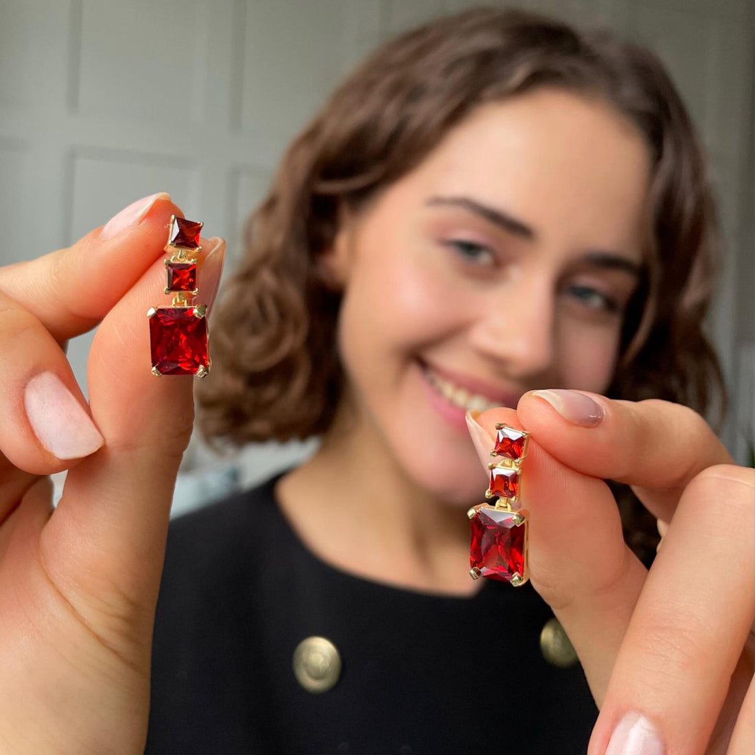 Baguette Birthstone Earrings - Sterling Silver