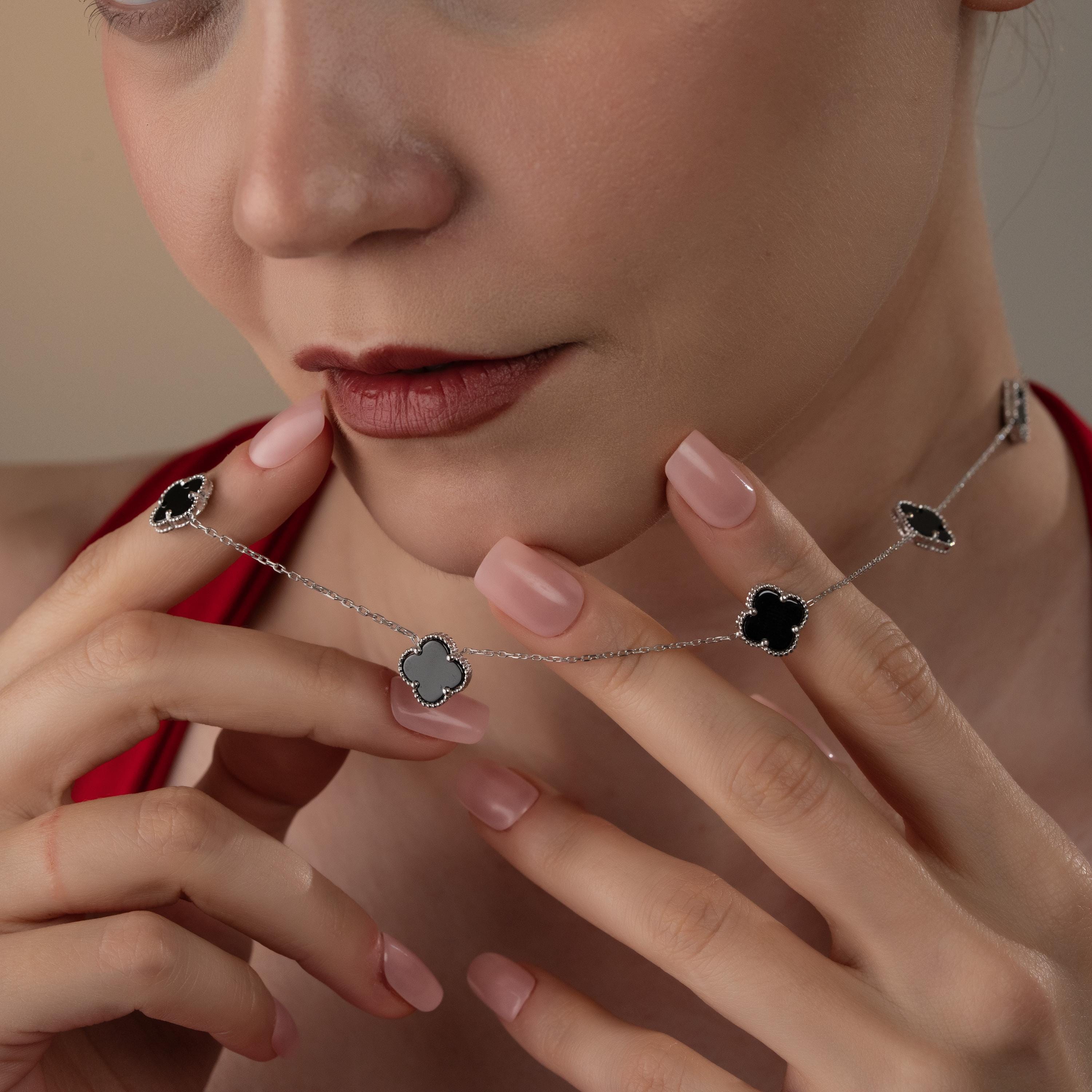 Clover Necklace & Bracelet Set - Sterling Silver