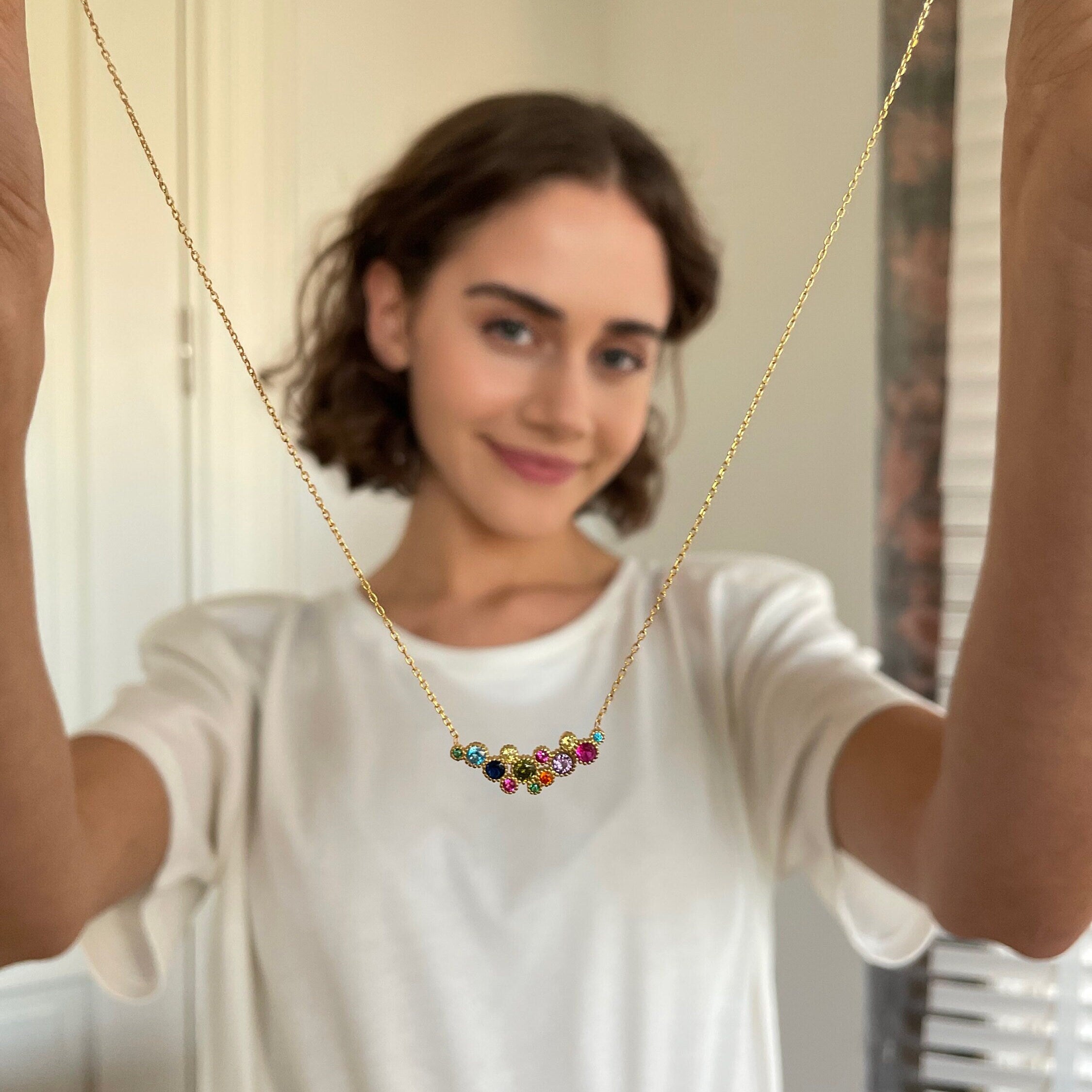 Rainbow Necklace & Eternity Ring Set - Sterling Silver