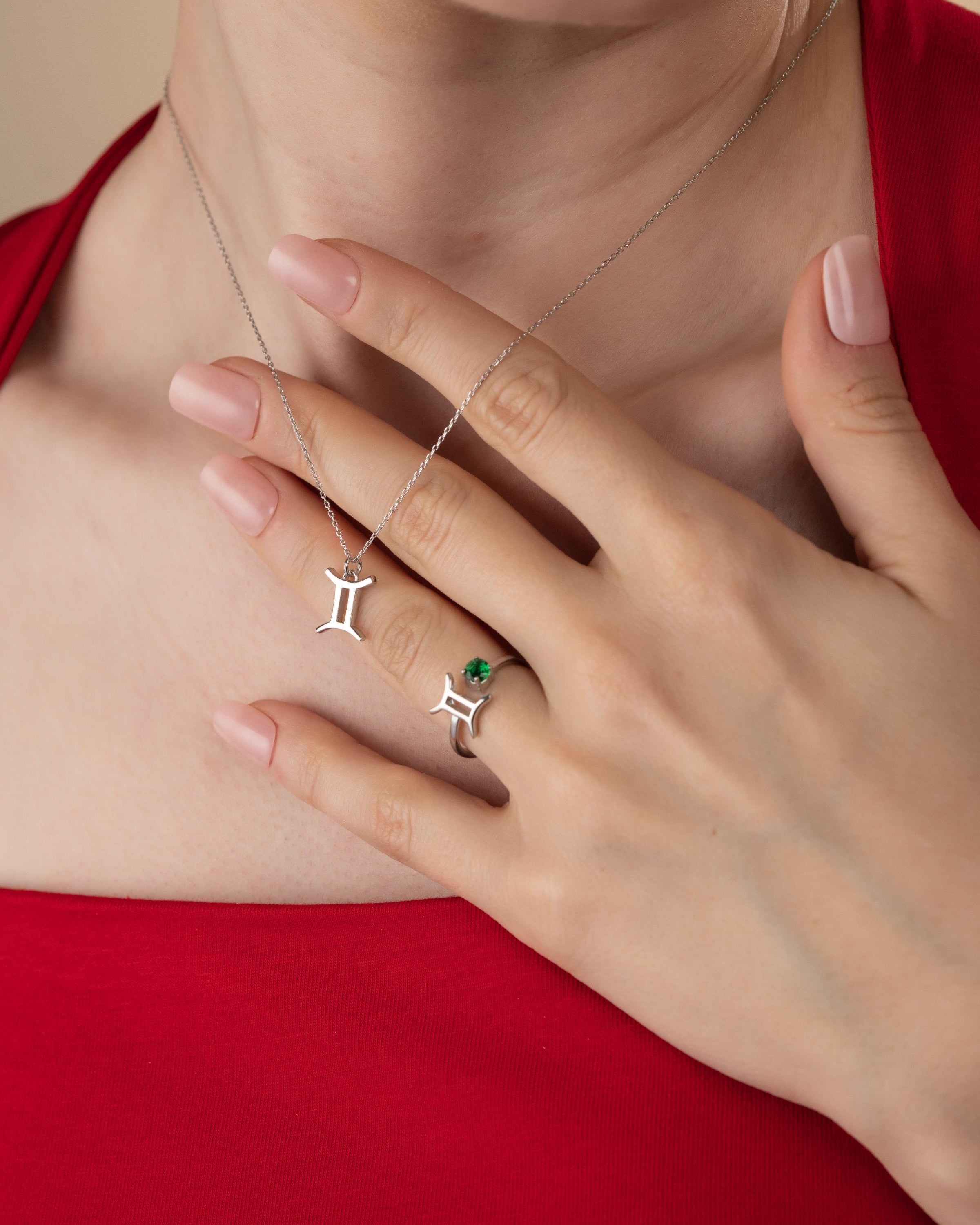 Zodiac Necklace and Ring Set Silver - Sterling Silver