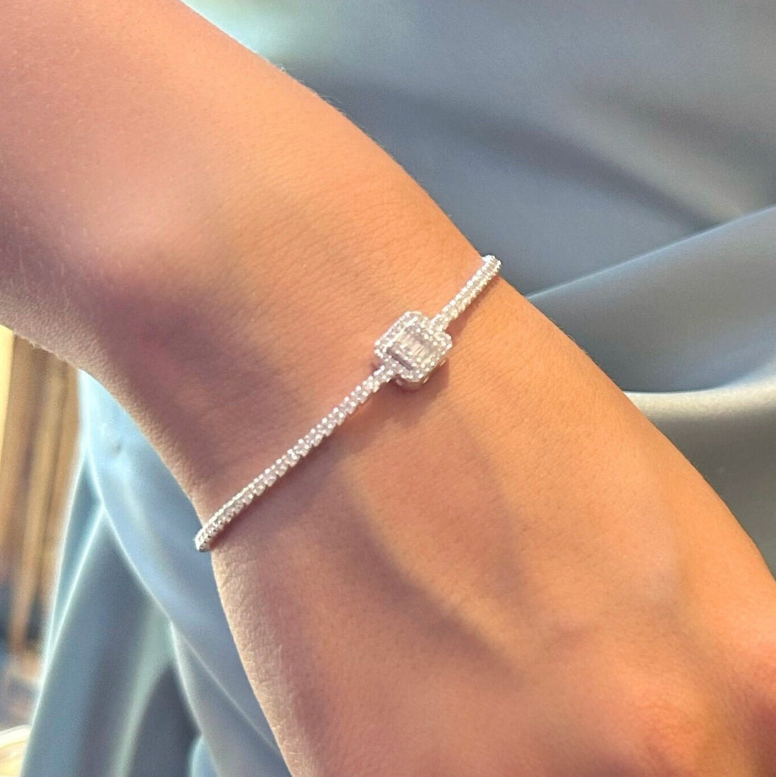 Elegant Baguette Tennis Bracelet - Sterling Silver