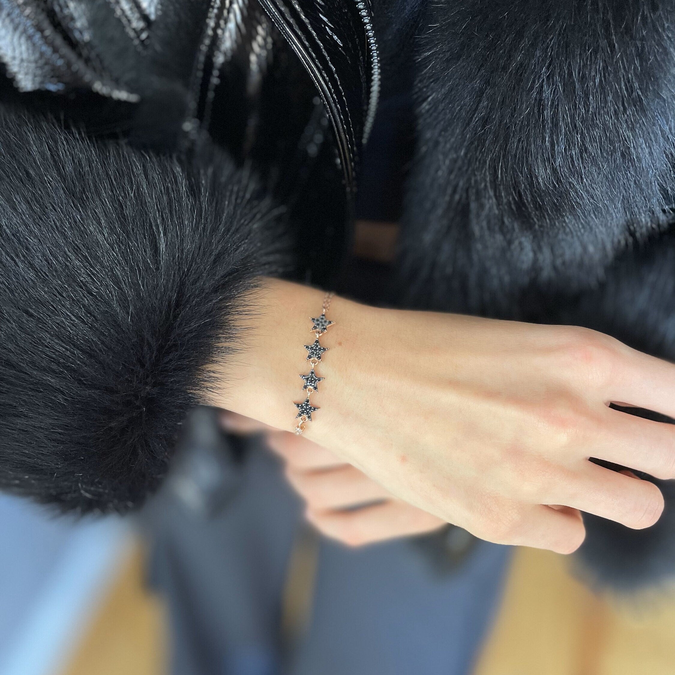 Star Lariat Necklace & Bracelet Set - Sterling Silver