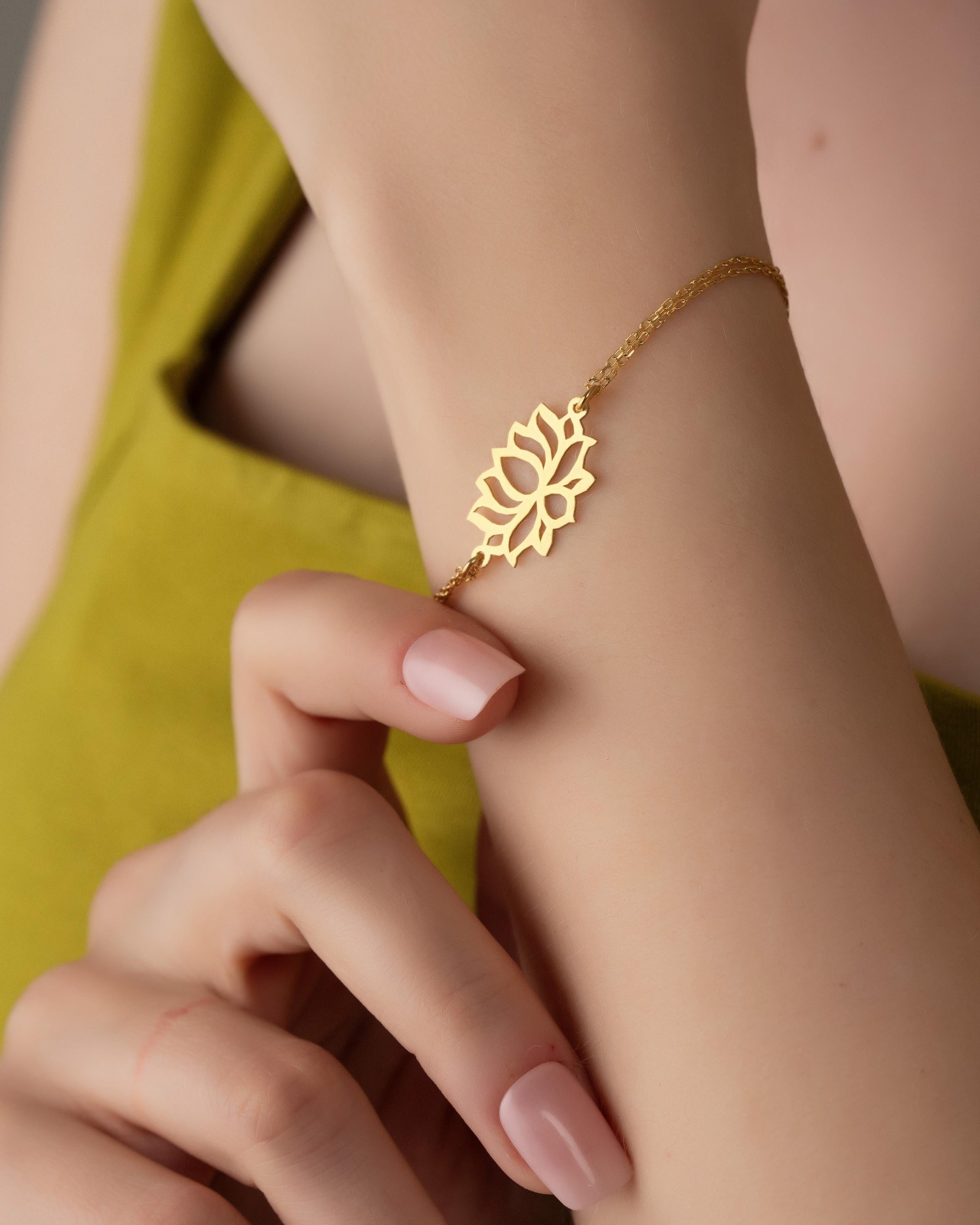 Gold Lotus Flower Jewelry Set - Sterling Silver