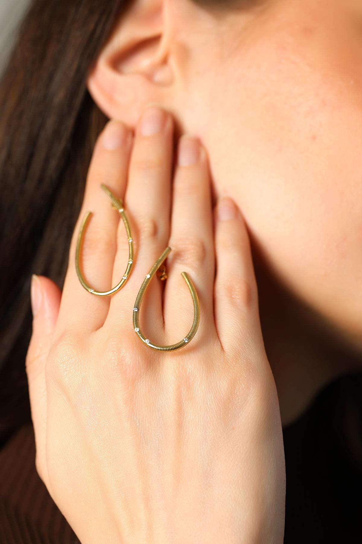 Modern Open Hoop Earrings - Sterling Silver