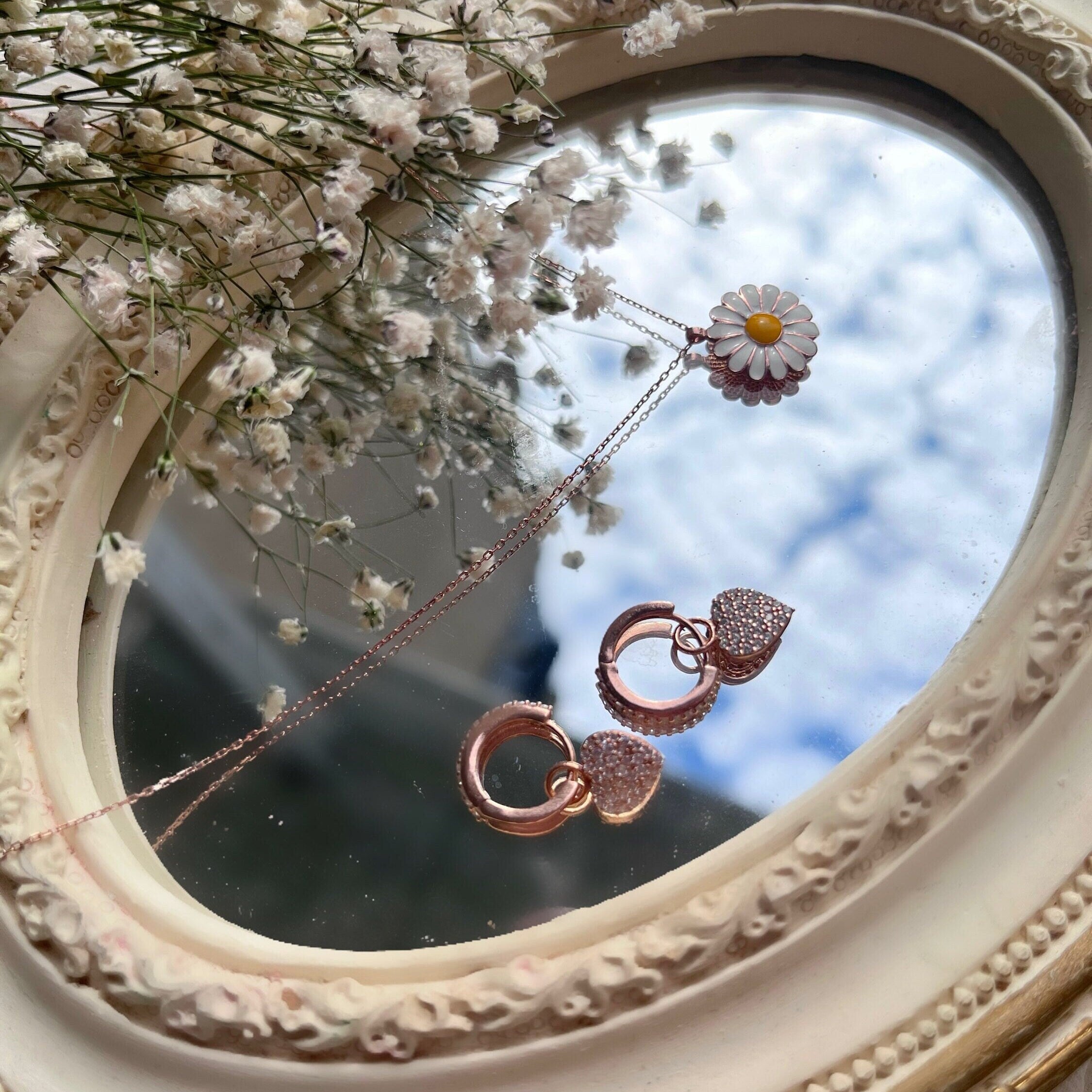 Pavé Heart Charm CZ Hoop Earrings - Sterling Silver