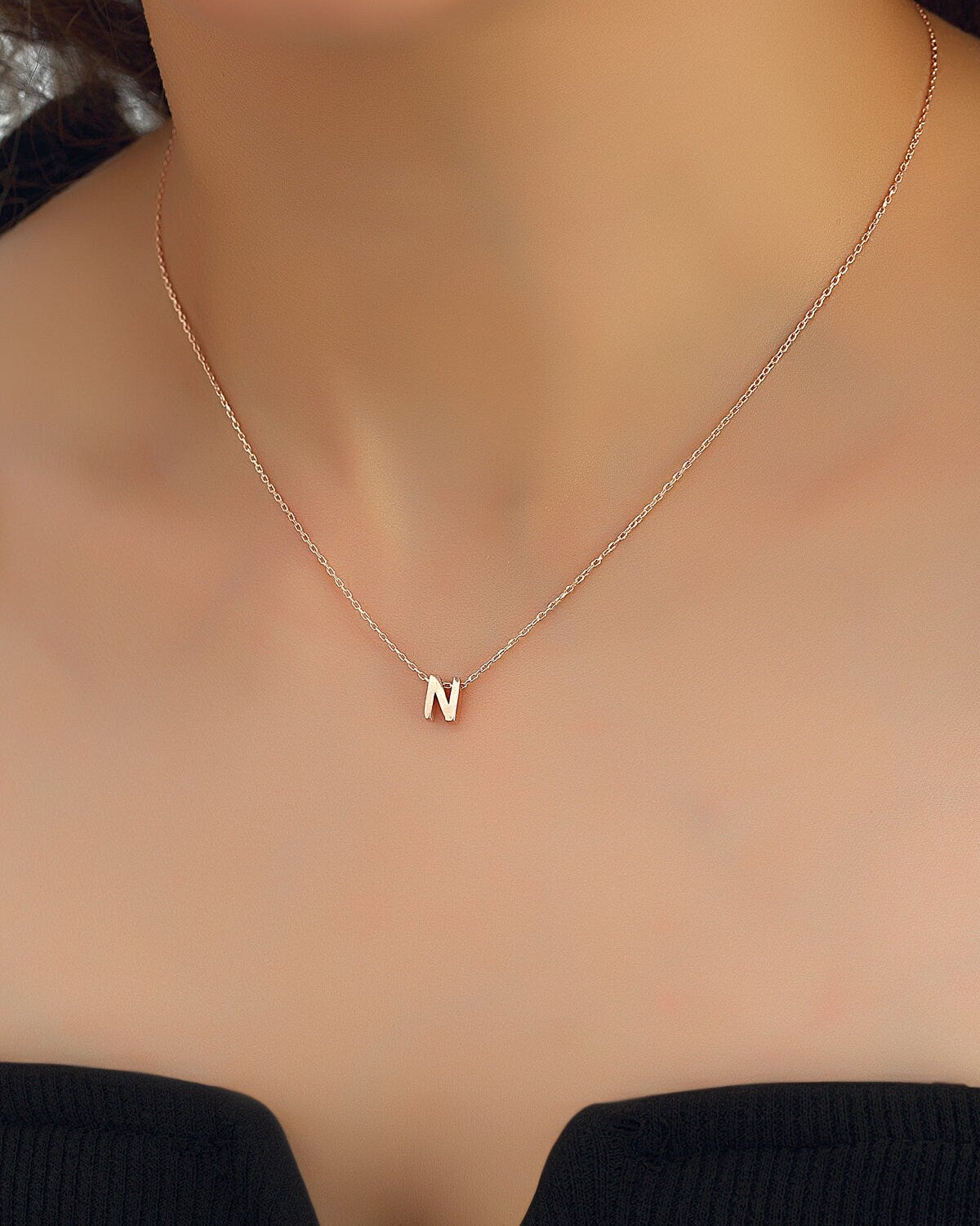 Personalized Initial Letter Necklace - Sterling Silver