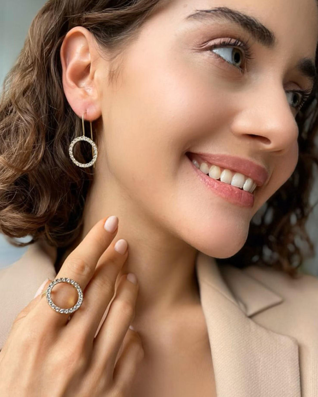 CZ Halo Jewelry Set - Sterling Silver