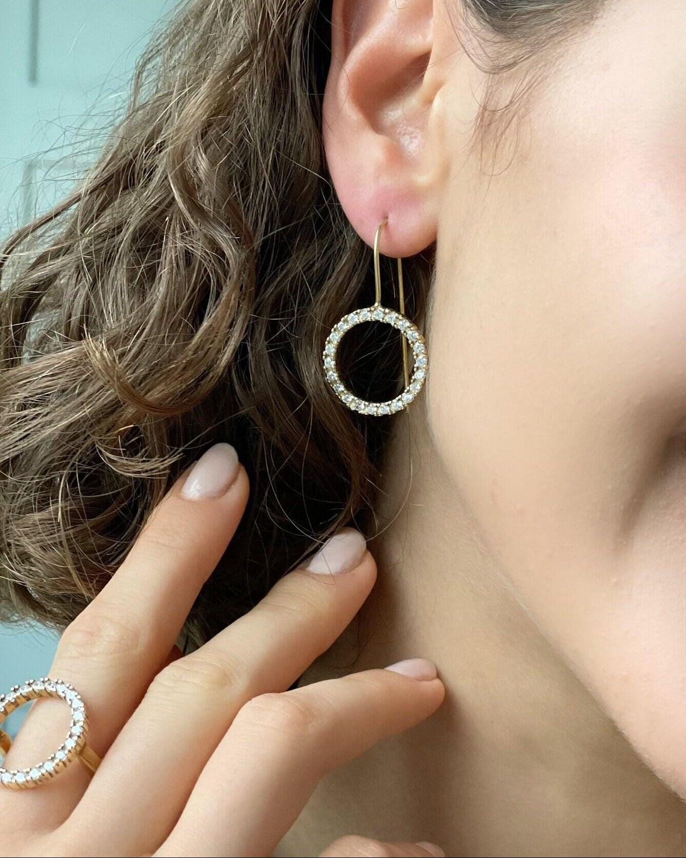 CZ Halo Jewelry Set - Sterling Silver