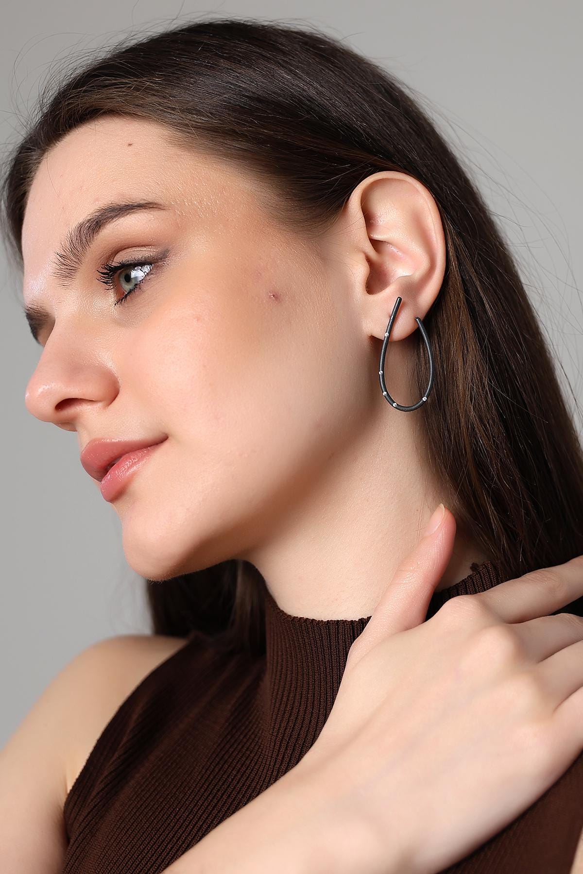 Modern Open Hoop Earrings - Sterling Silver
