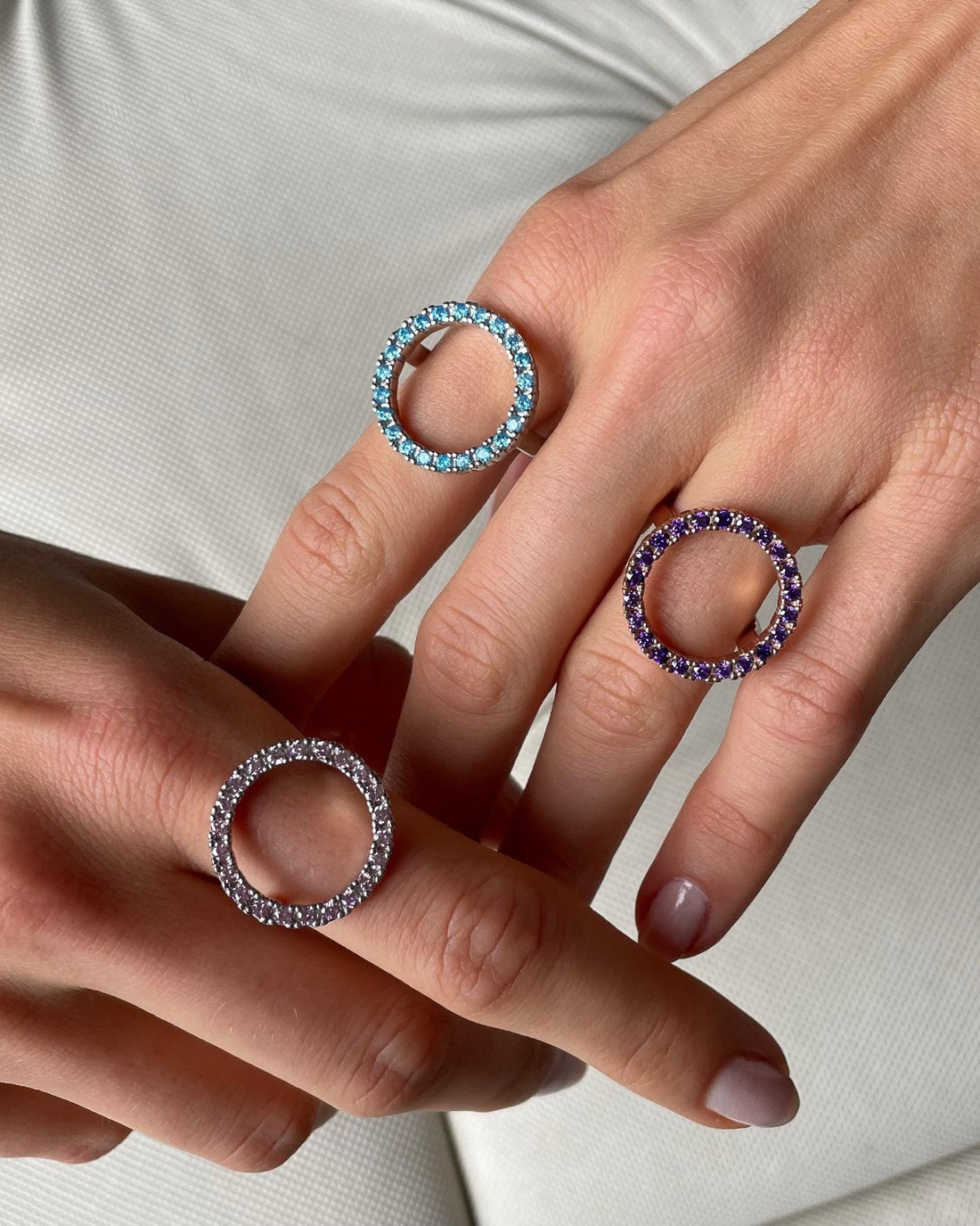 CZ Halo Statement Ring - Sterling Silver