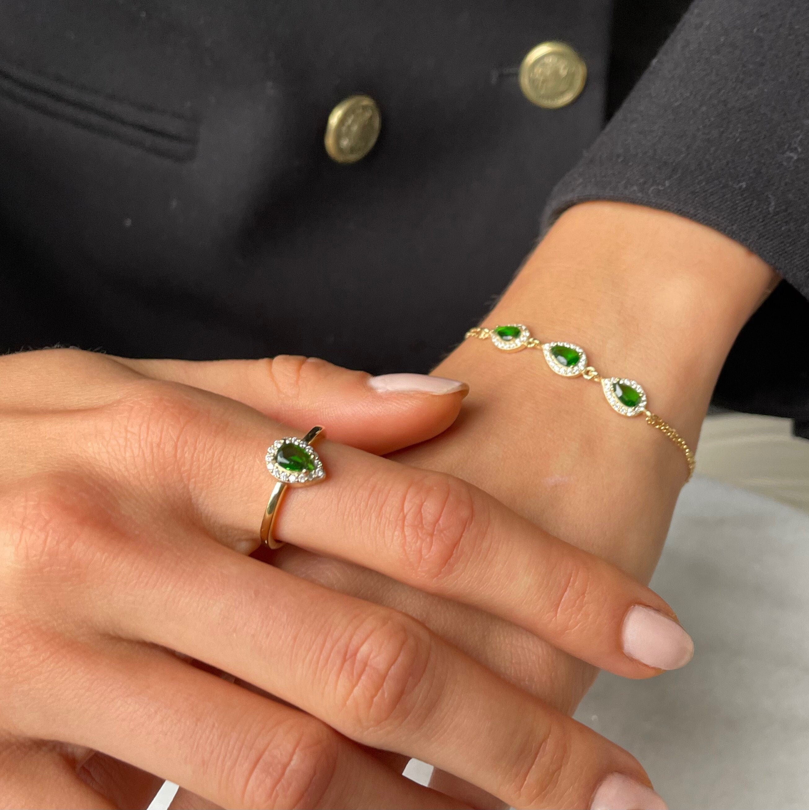 Elegant Teardrop Gemstone Bracelet - Sterling Silver