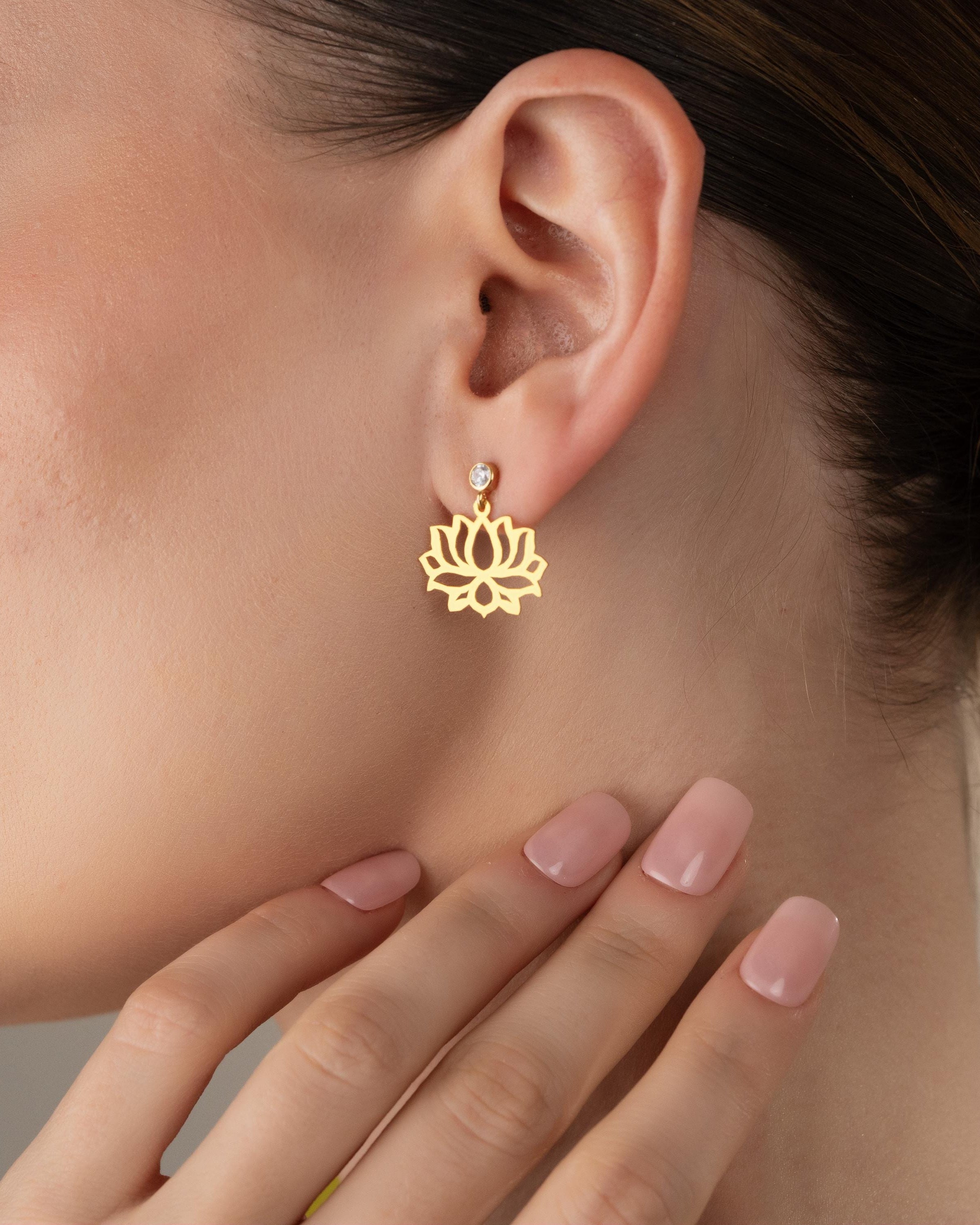 Gold Lotus Flower Jewelry Set - Sterling Silver