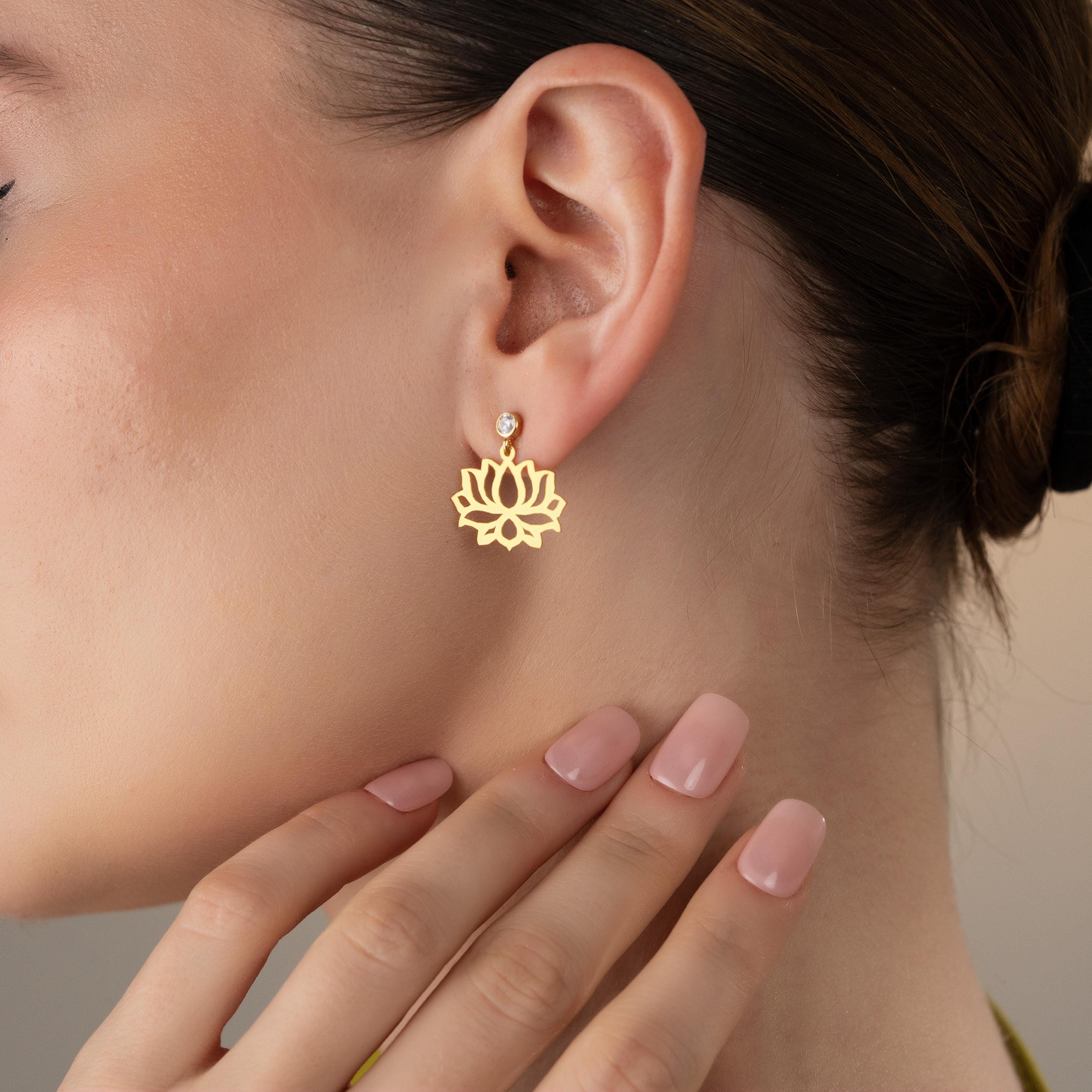 Gold Lotus Flower Jewelry Set - Sterling Silver