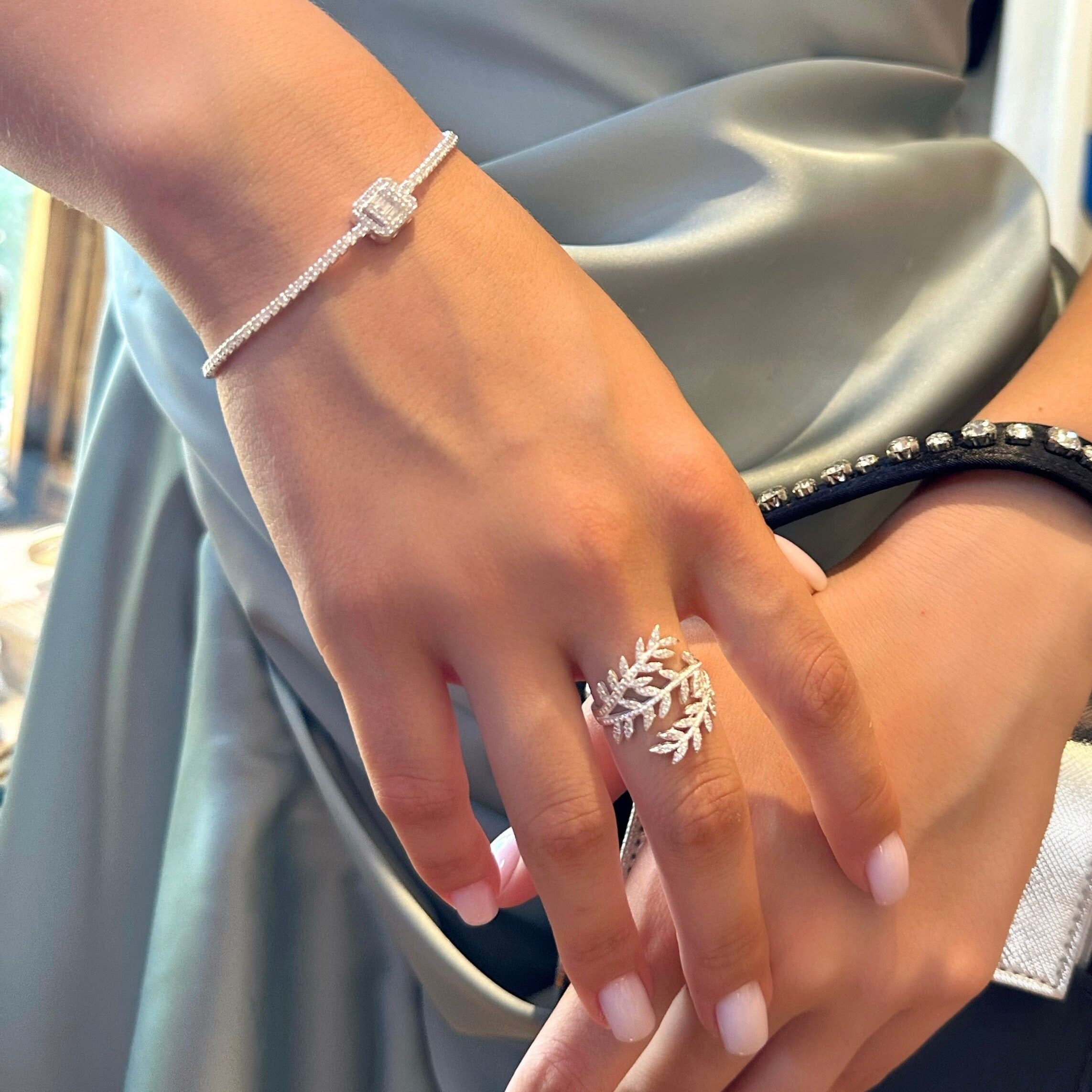 Elegant Baguette Tennis Bracelet - Sterling Silver