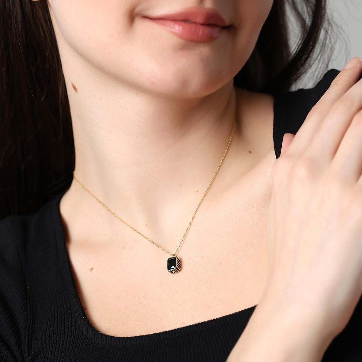 Baguette Emerald Necklace - Sterling Silver