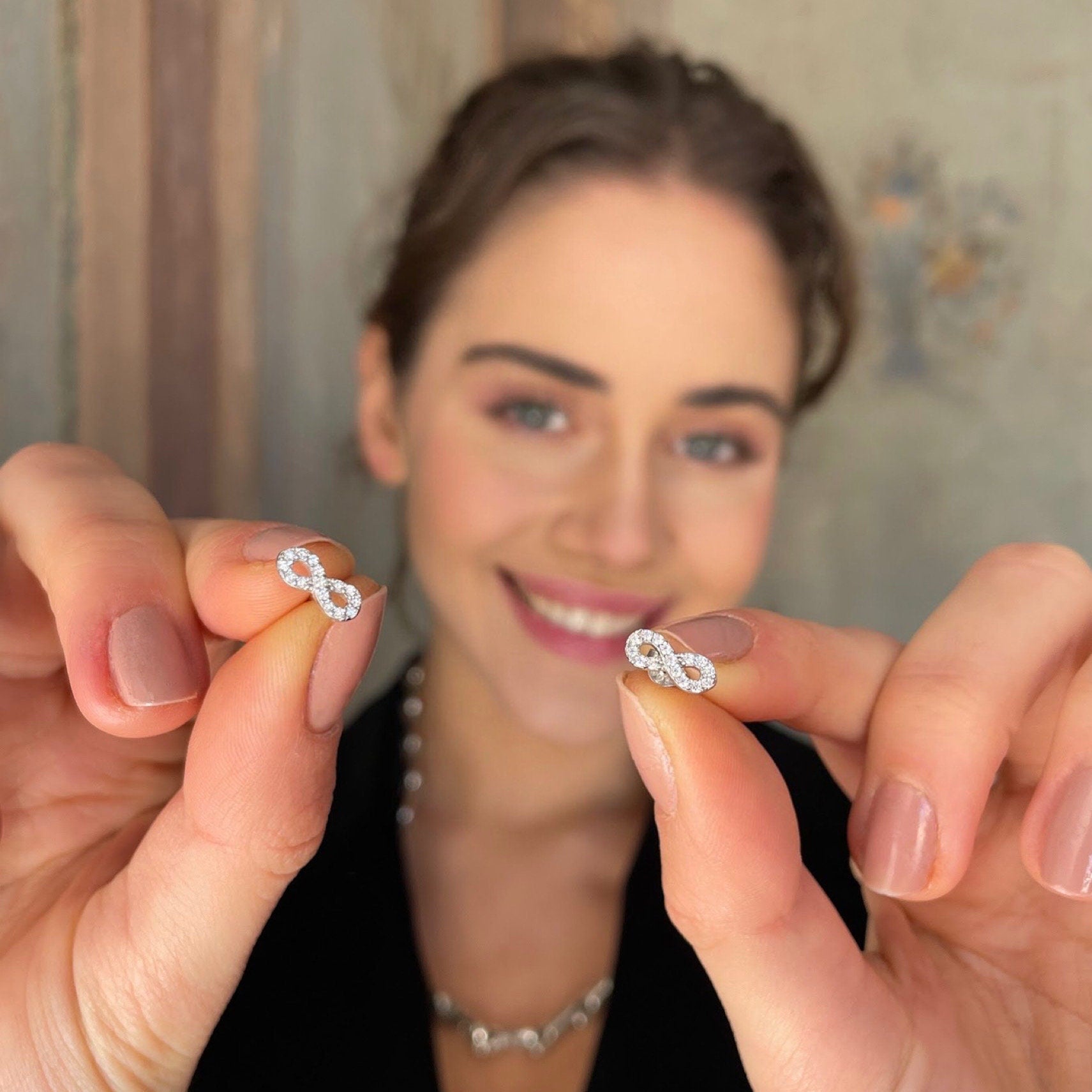 Minimalist Infinity Stud Earrings - Sterling Silver