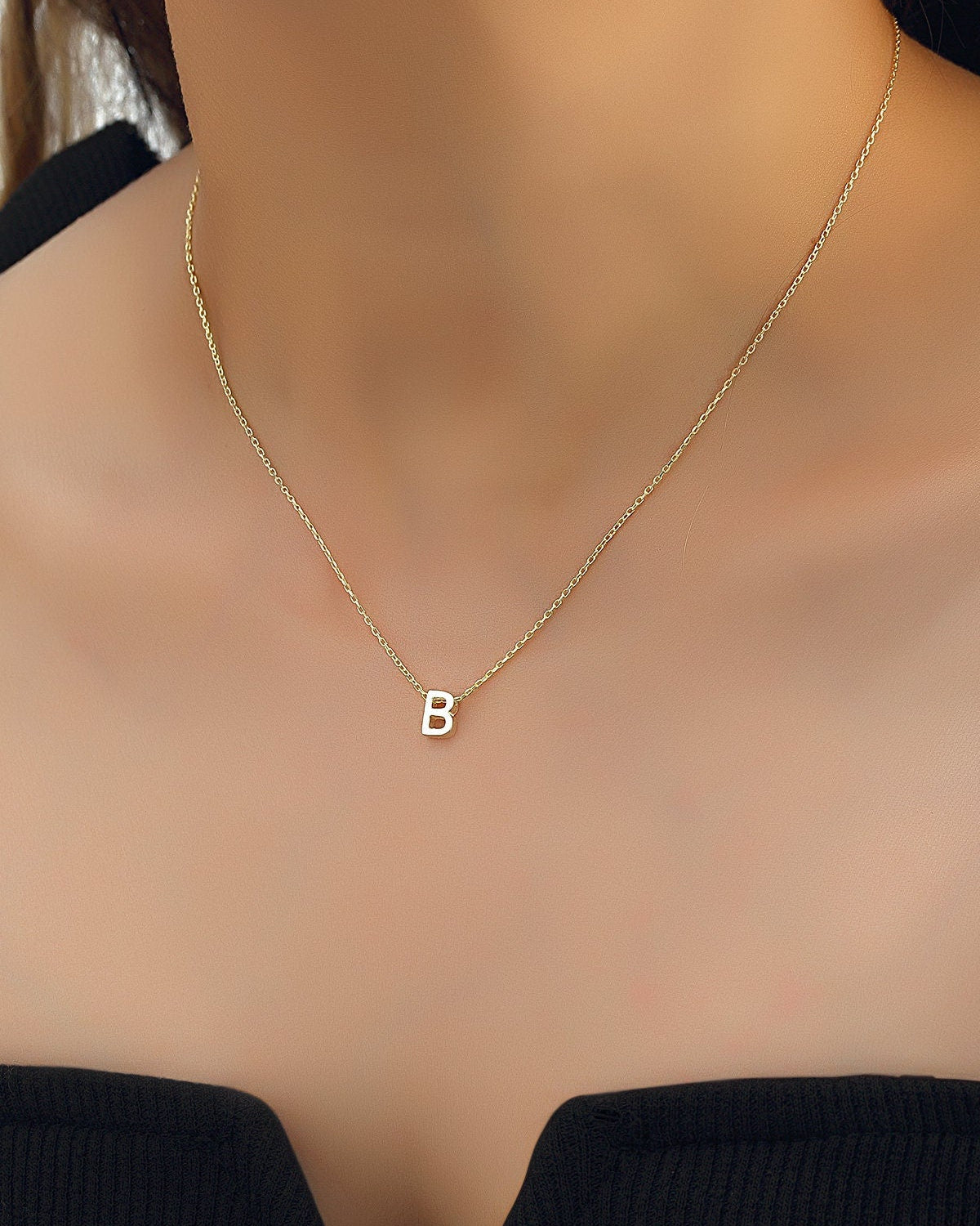Personalized Initial Letter Necklace - Sterling Silver