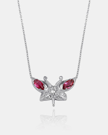 Pink Tourmaline Butterfly Necklace - Sterling Silver