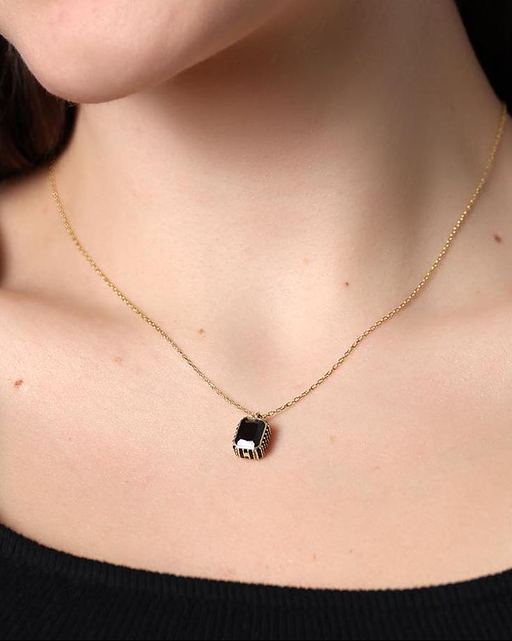 Baguette Emerald Necklace - Sterling Silver