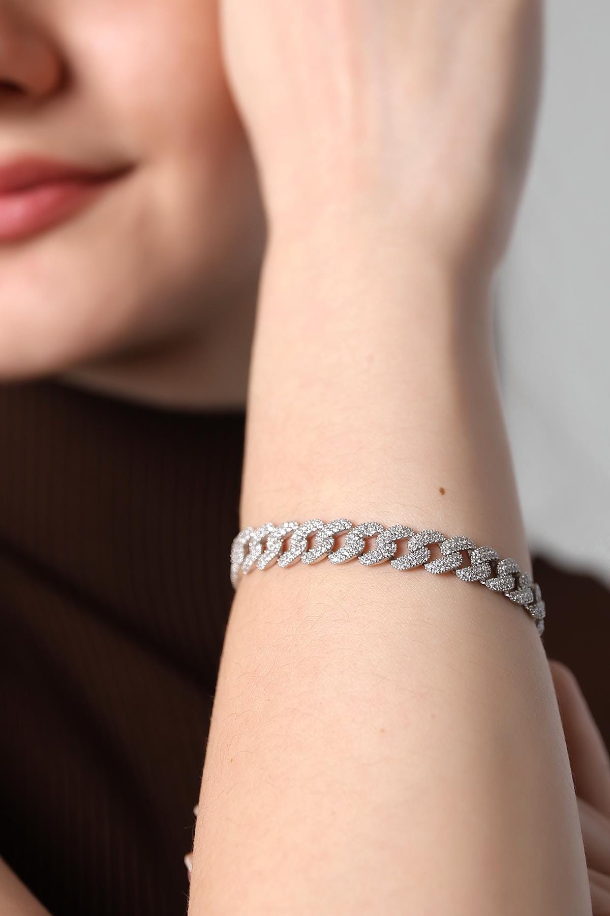 Iced Out Cuban Link Bracelet - Sterling Silver