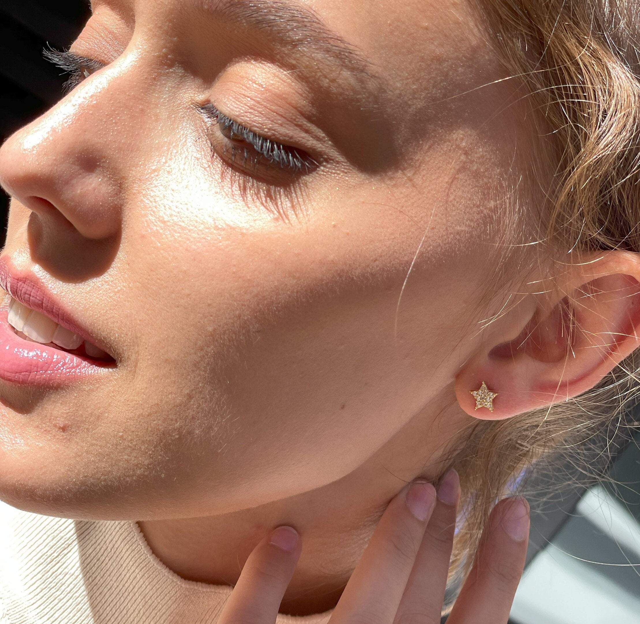 Sparkling Star Stud Earrings - Sterling Silver