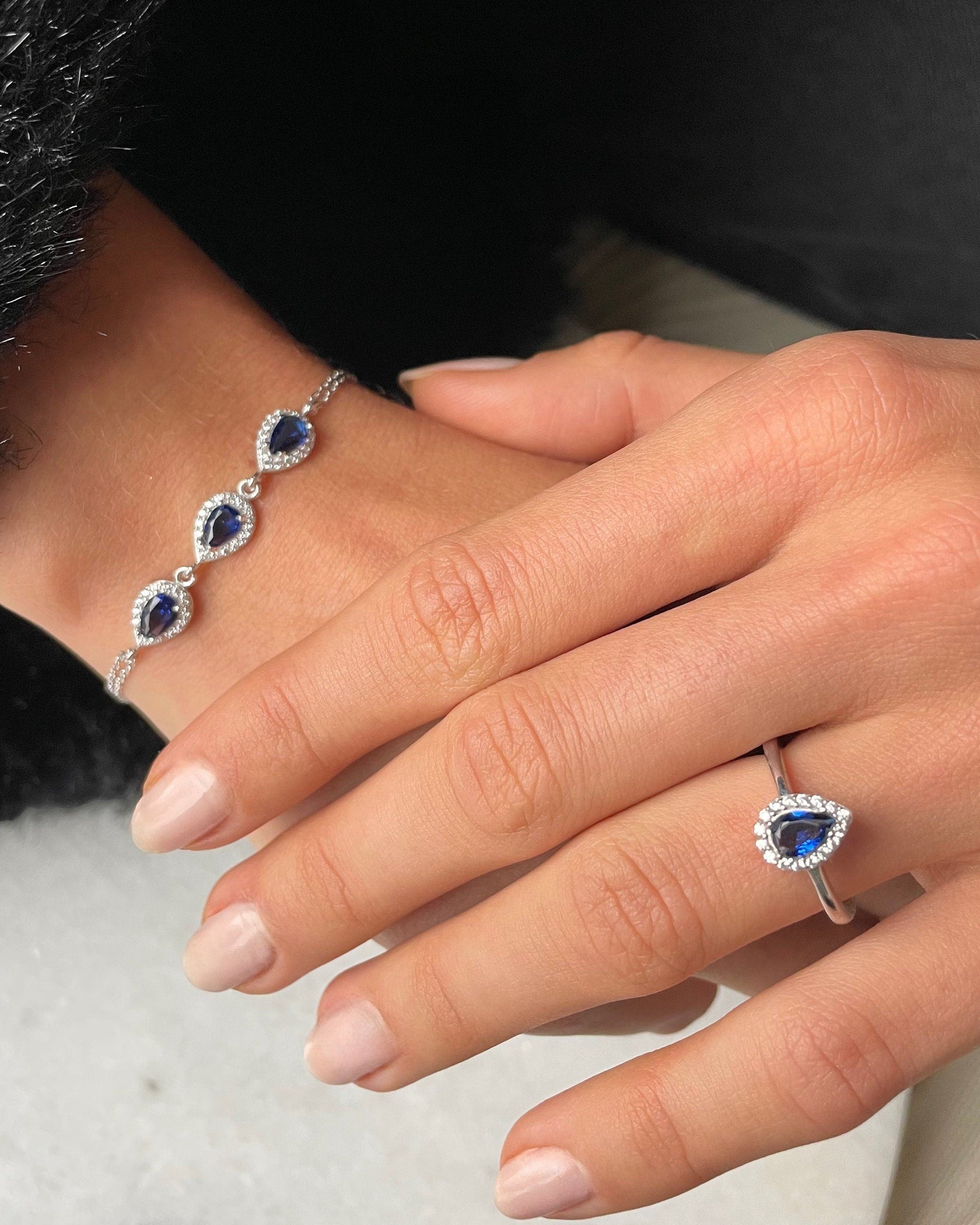 Sparkling Cz Teardrop Jewelry Set - Sterling Silver