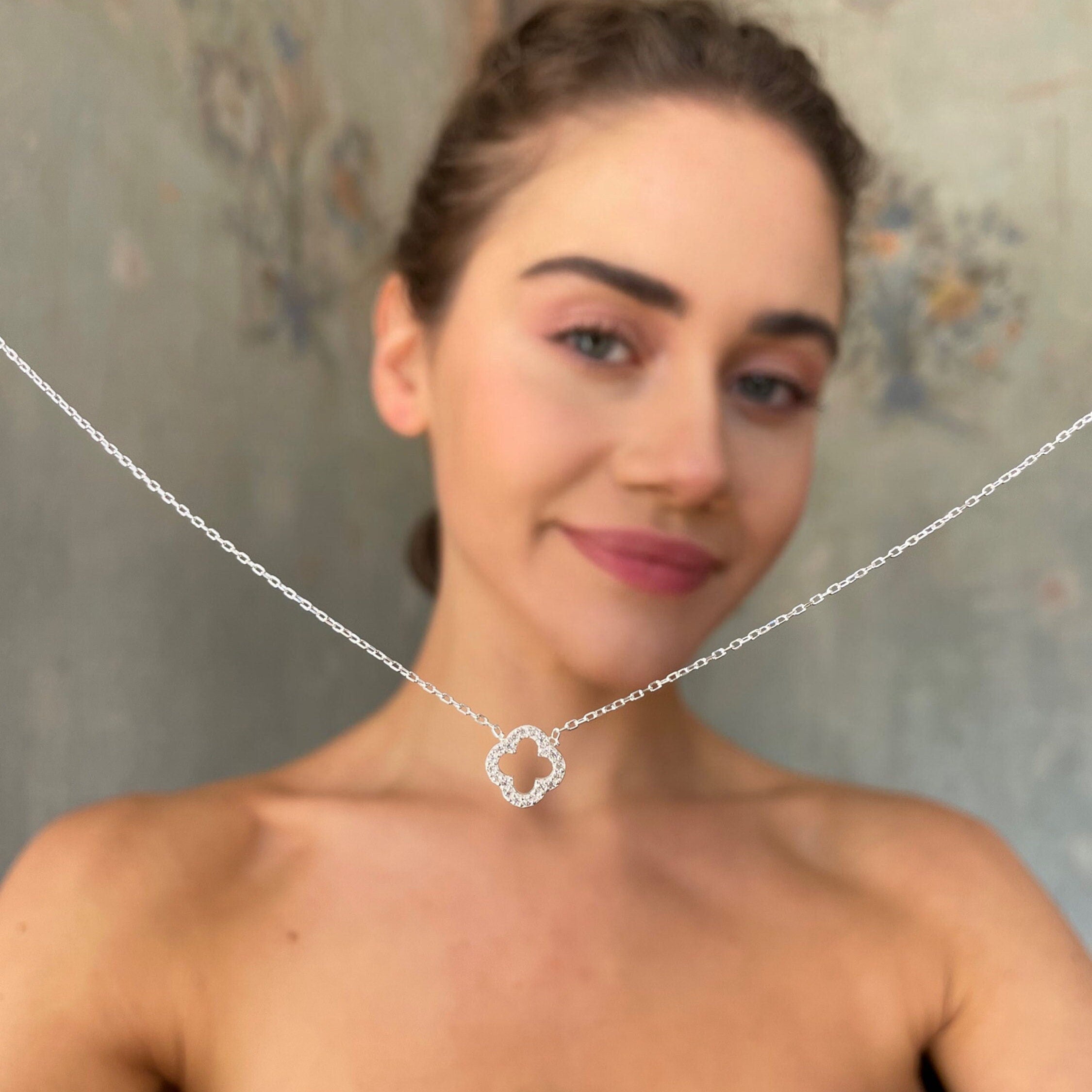 Dainty Four Leaf Clover Necklace - Sterling Silver