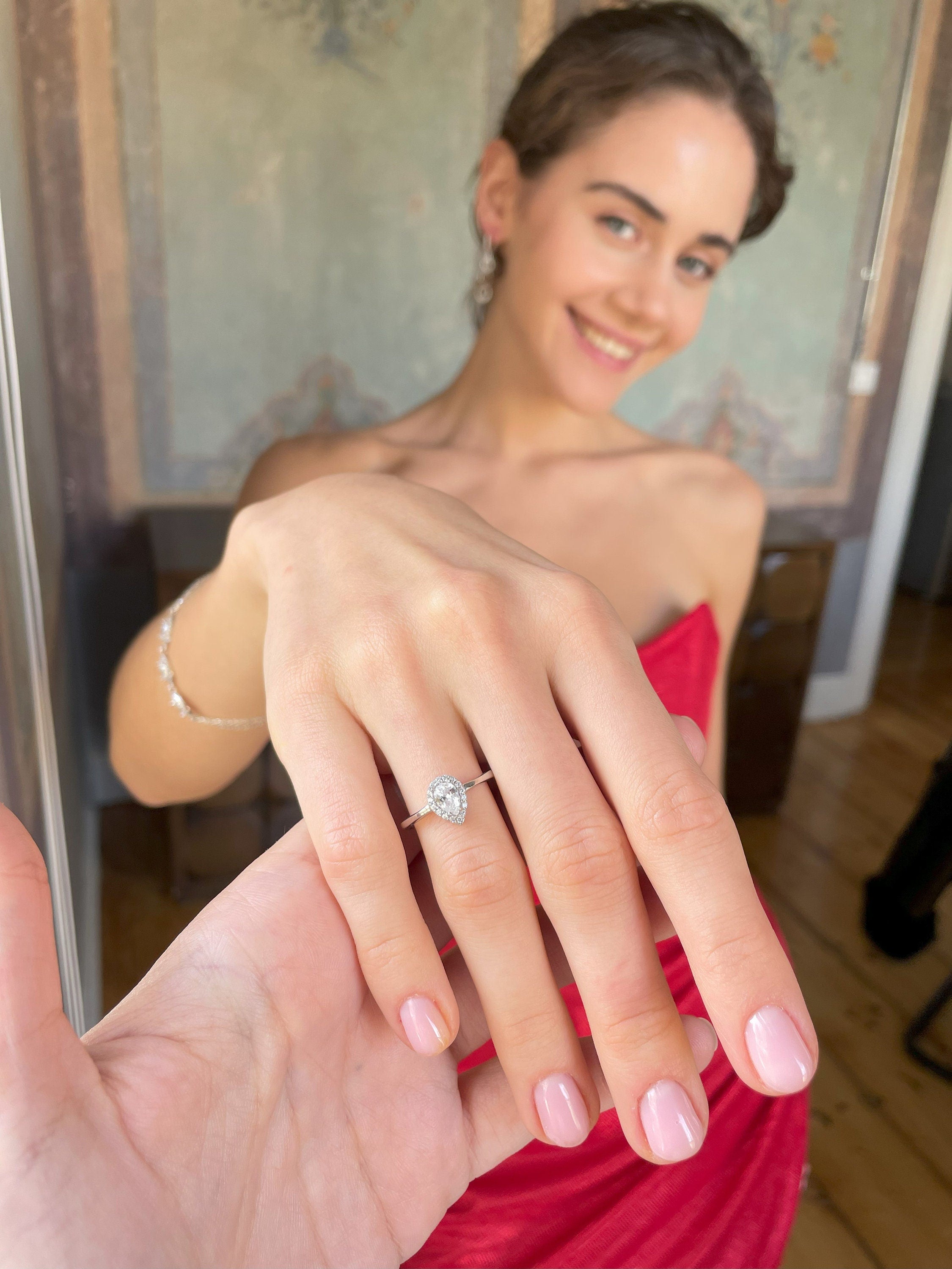 Teardrop CZ Ring & Bracelet Set - Sterling Silver