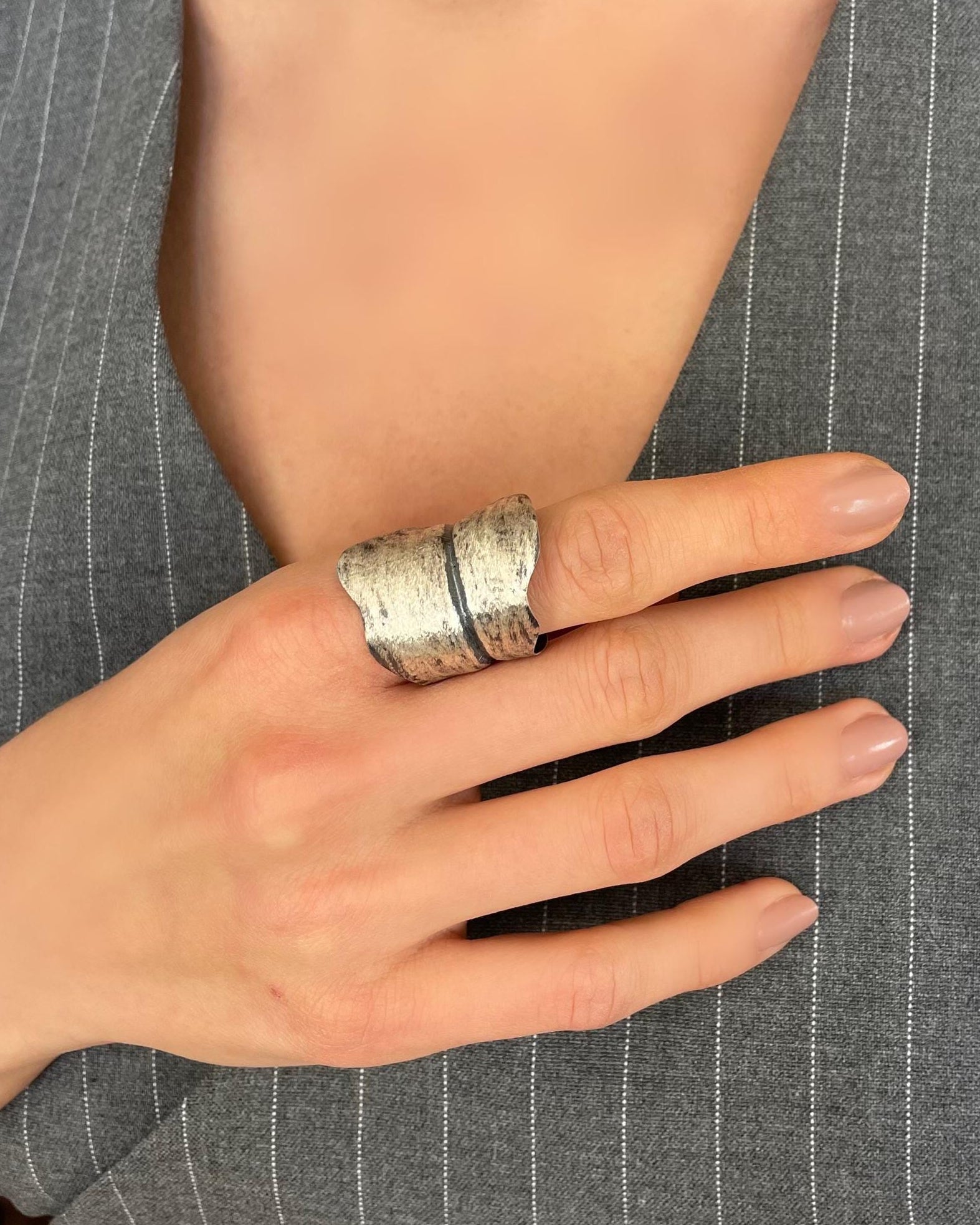 Wide Rustic Handcrafted Ring - Sterling Silver