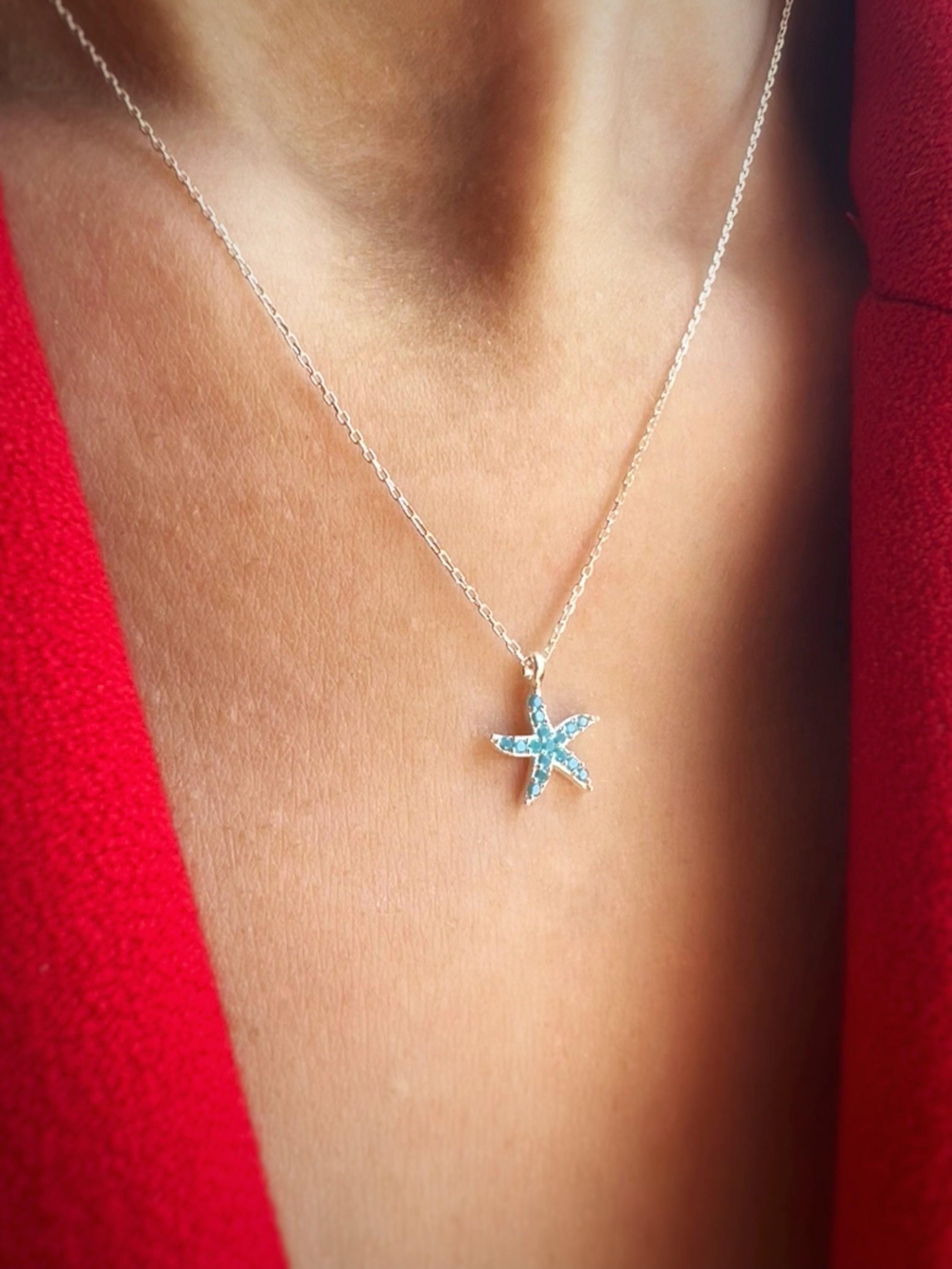 Tiny Starfish Necklace - Sterling Silver
