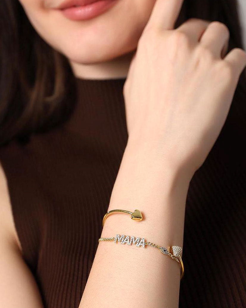 Gold Mama CZ Bracelet - Sterling Silver