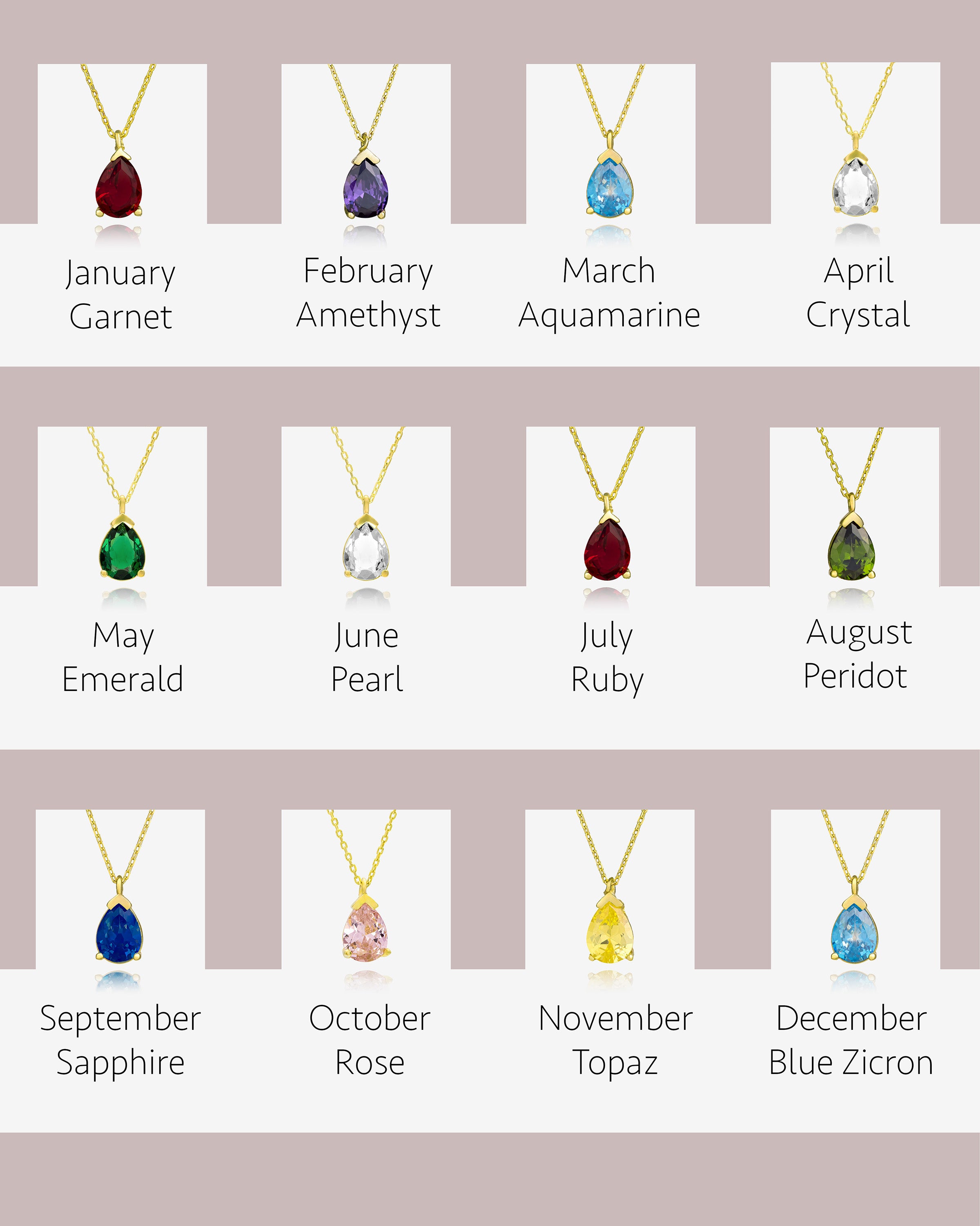 Birthstone Drop Necklace Gold - Sterling Silver