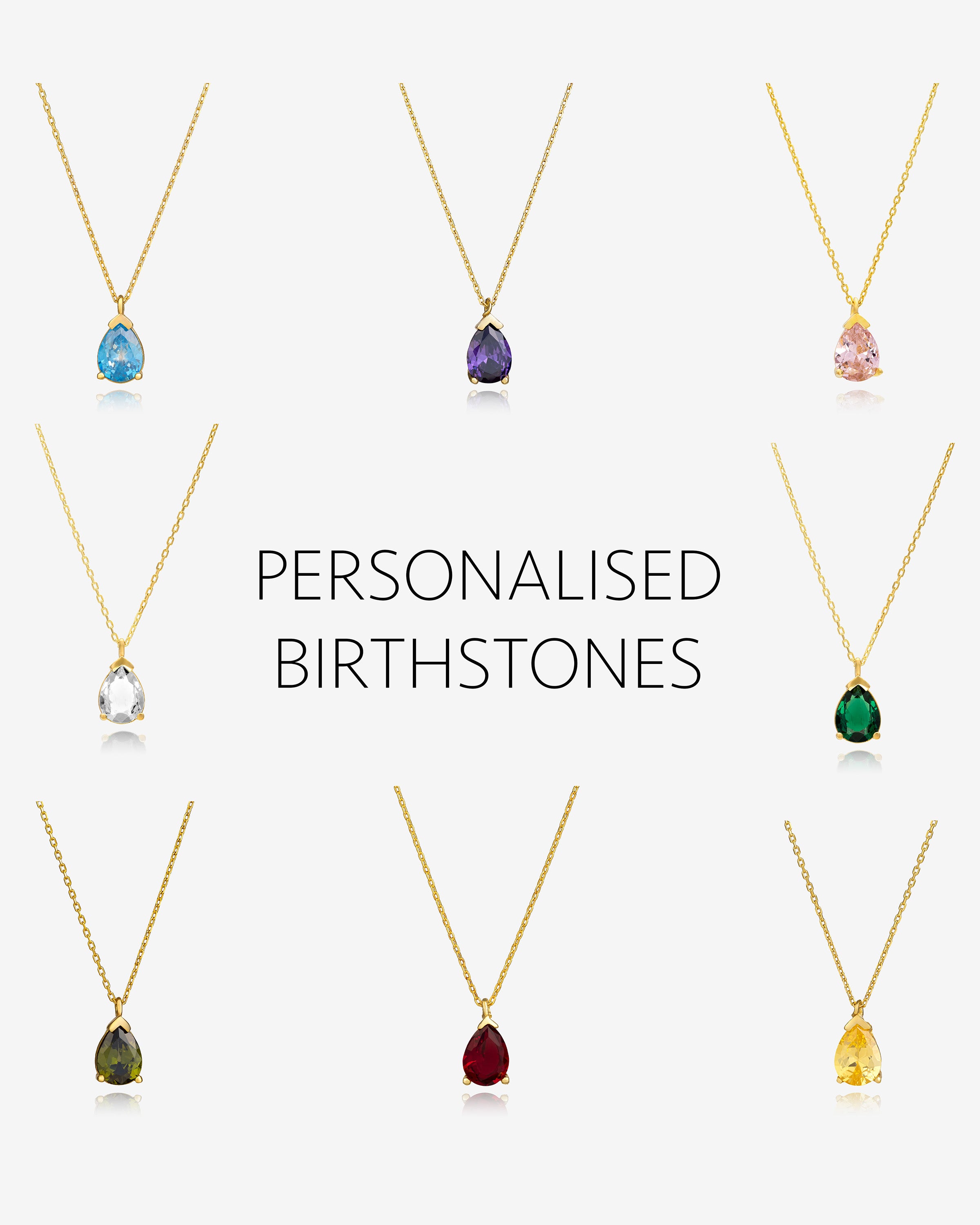 Birthstone Drop Necklace Gold - Sterling Silver