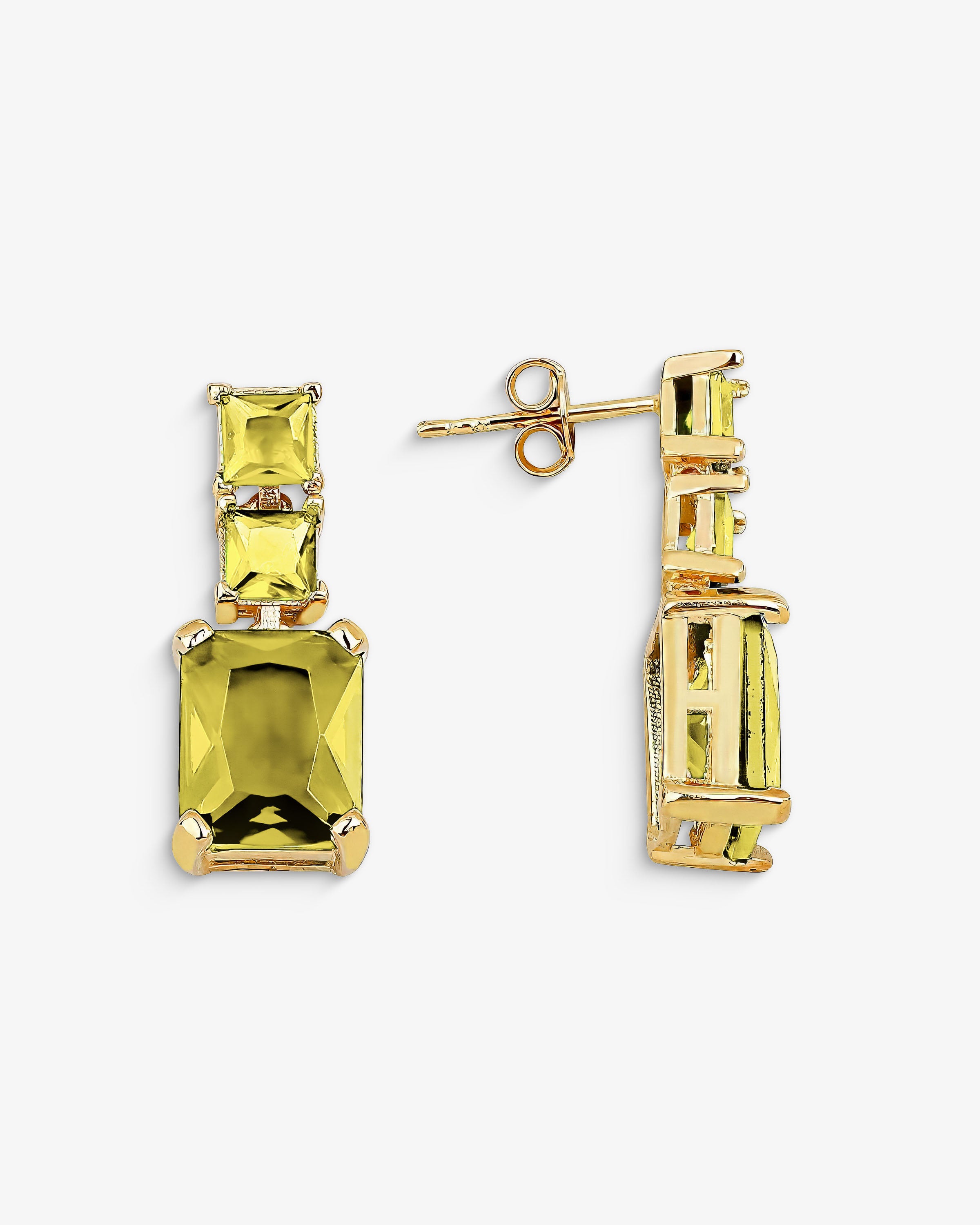 Baguette Birthstone Earrings - Sterling Silver