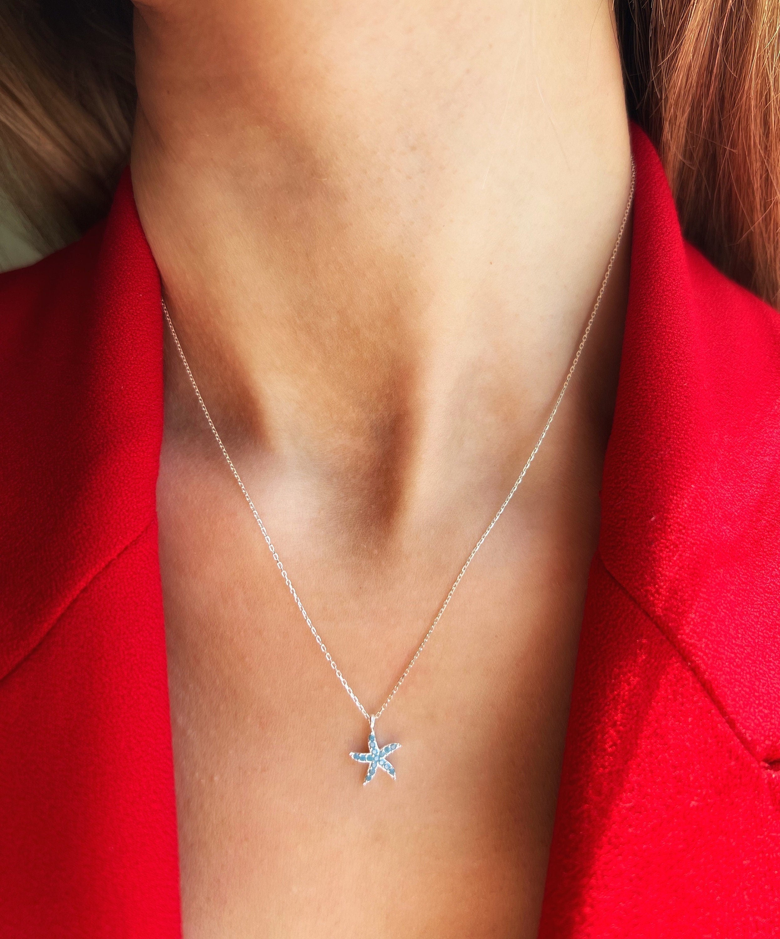 Tiny Starfish Necklace - Sterling Silver