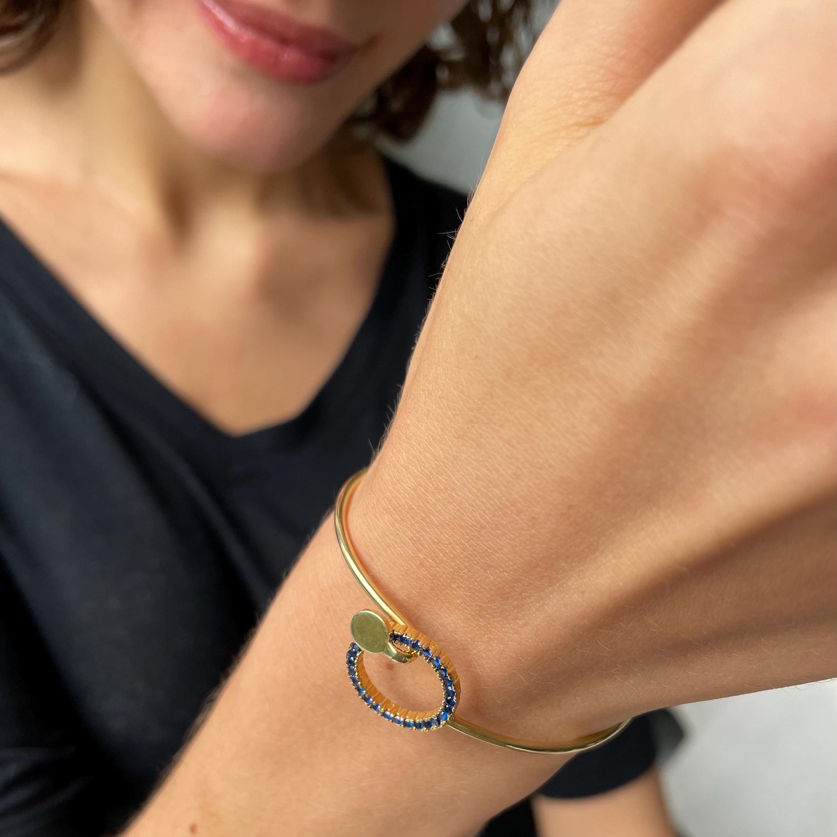 Circle Cuff CZ Bracelet - Sterling Silver