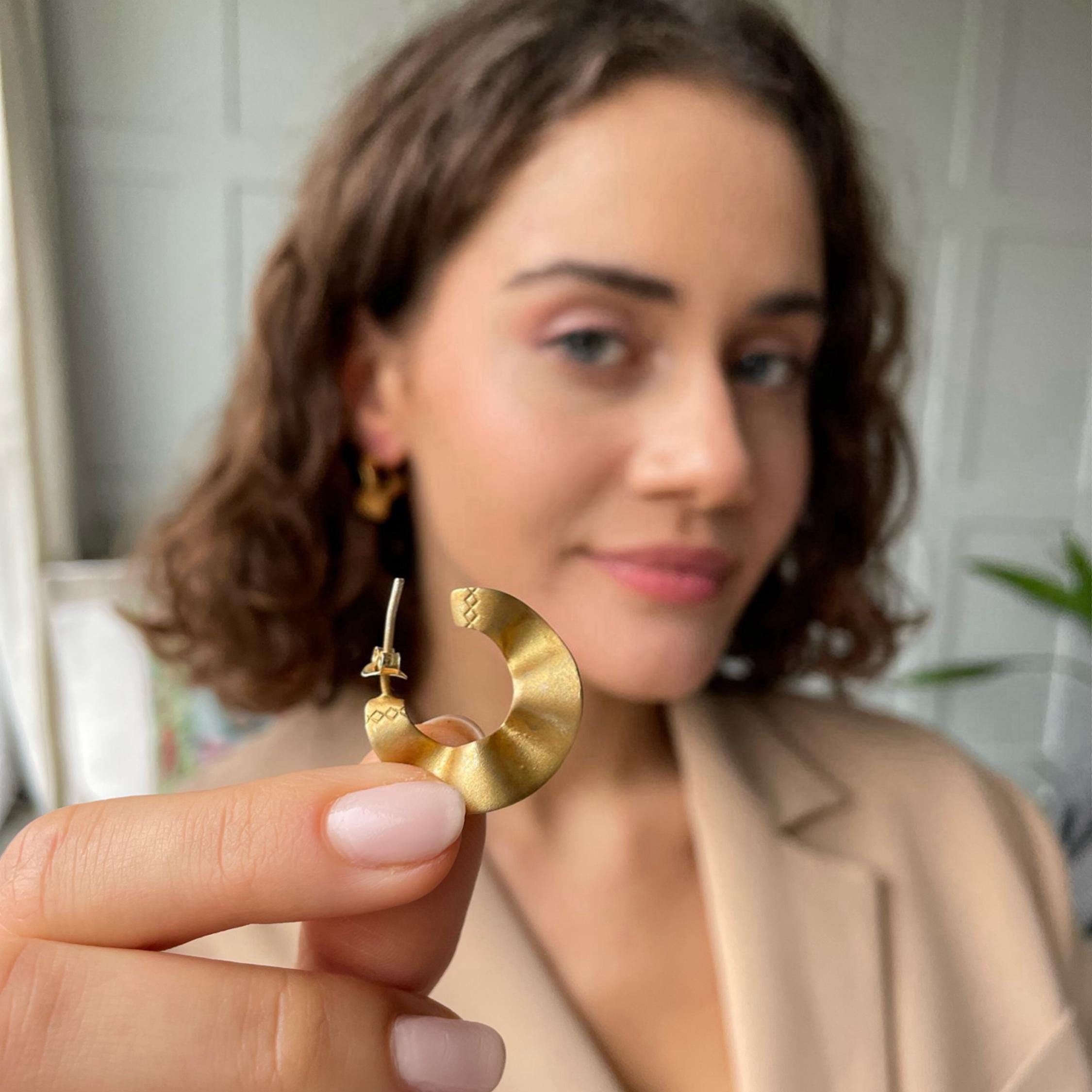 Antique Style Wavy Earrings - Sterling Silver