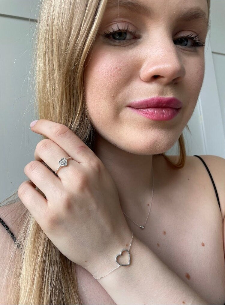 Minimalist Open Heart Bracelet - Sterling Silver